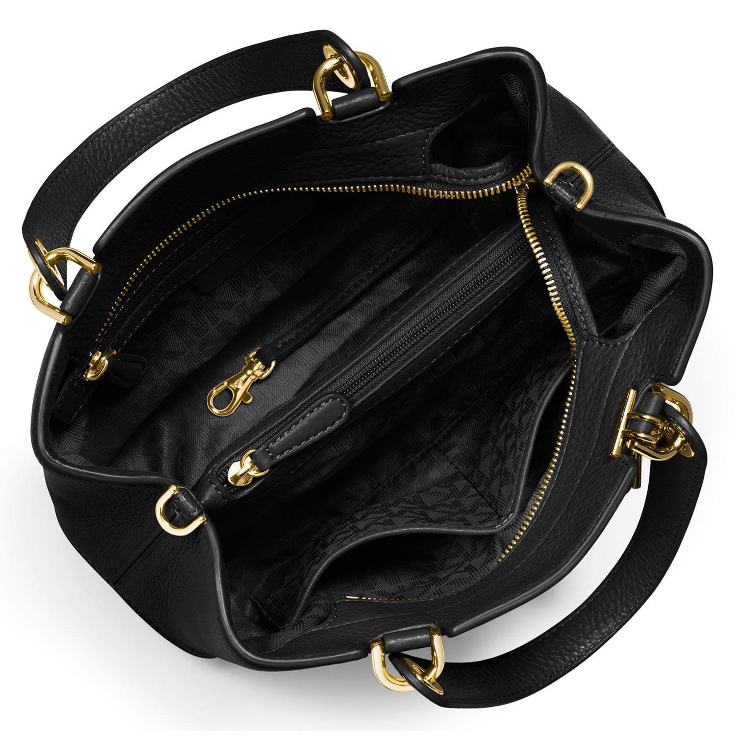 MICHAEL Michael Kors Anabelle Medium Top Zip Leather Tote Bag in Black - Lyst