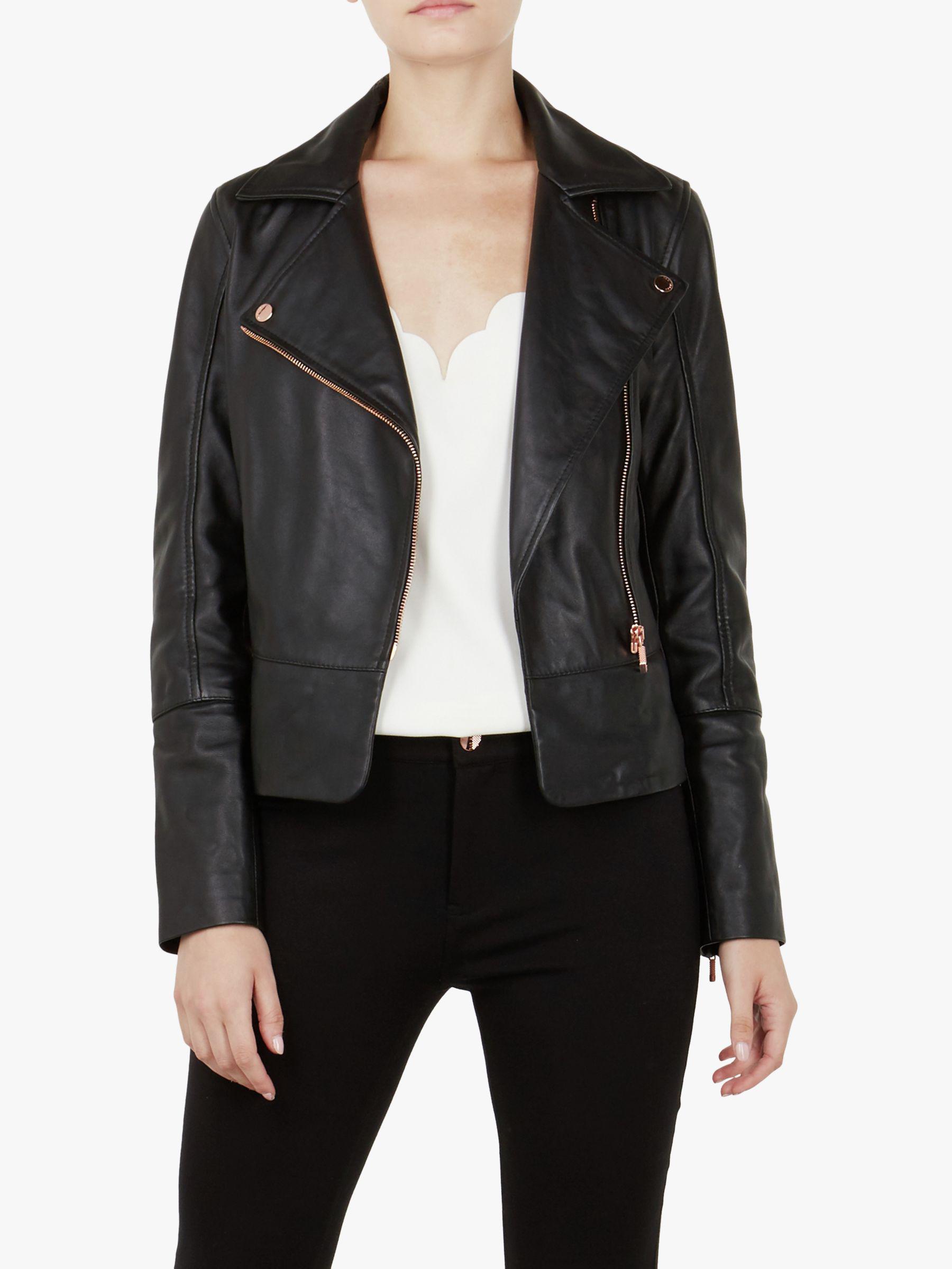 Ted Baker Leather Lizia Minimal Biker Jacket in Black Lyst