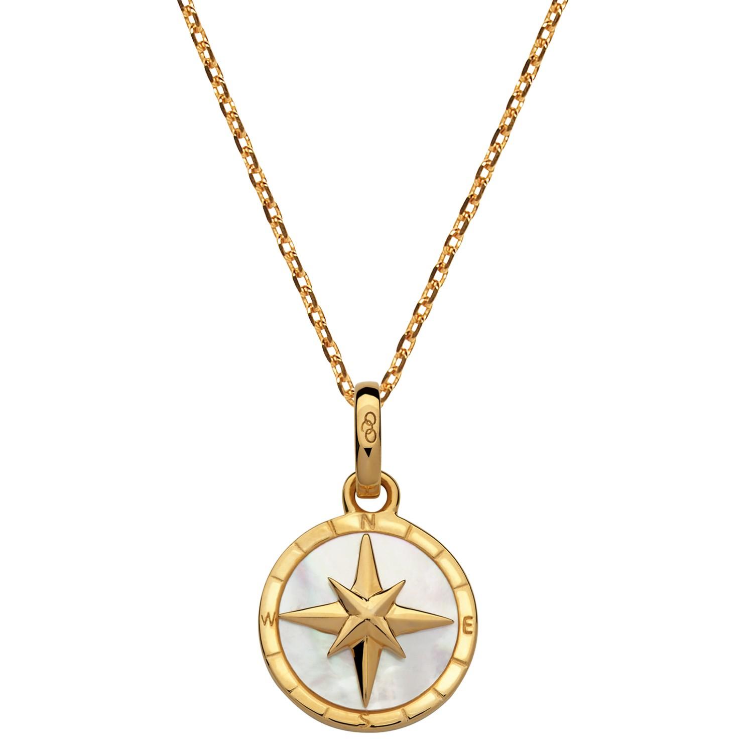 Links Of London Mother Of Pearl Compass Pendant Necklace In Gold Metallic Lyst