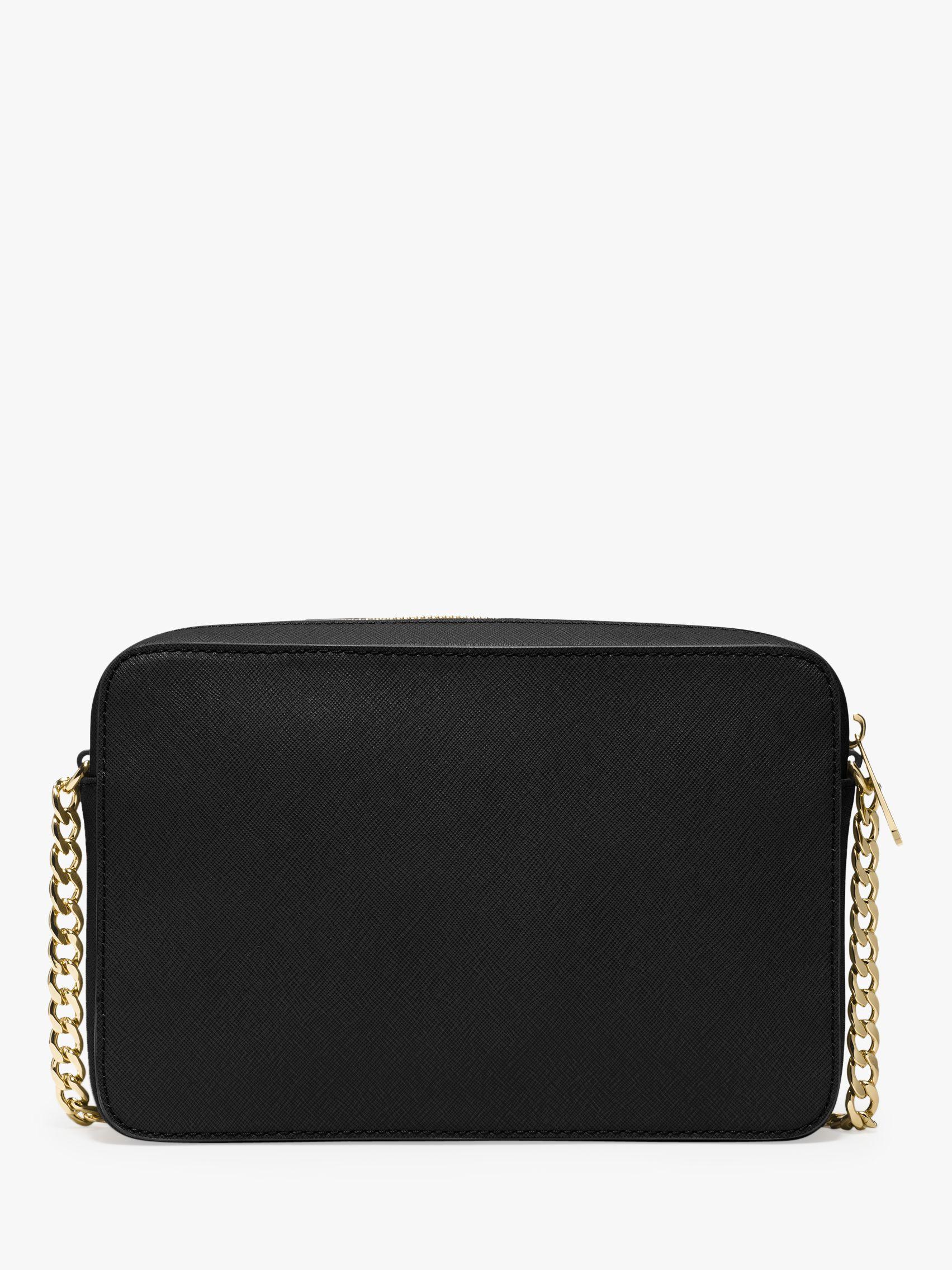 Michael Kors Jet Set Large Saffiano Leather Crossbody Bag in Black/Gold