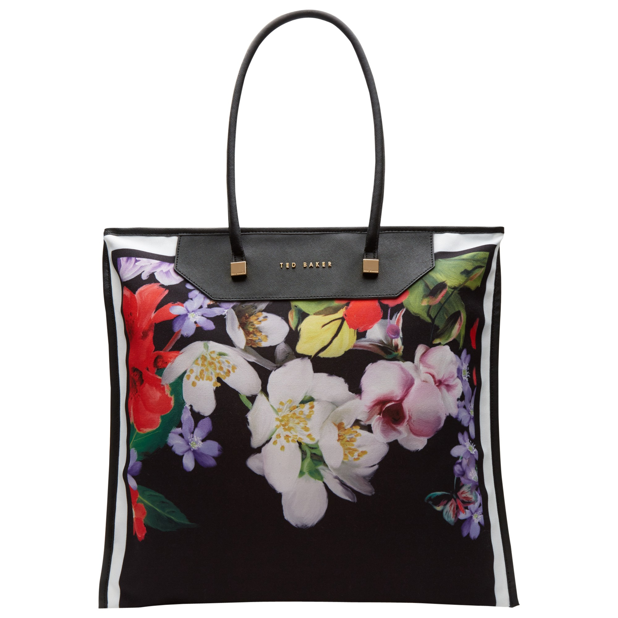Ted Baker Hanita Forget Me Not Foldaway Tote Bag In Black Lyst Gallery