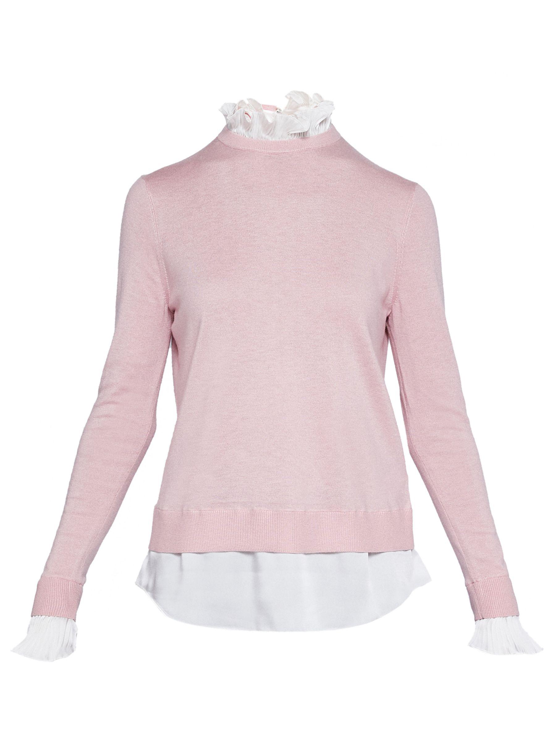 Ted Baker Pleated Neck Mock Shirt Jumper in Pink Lyst UK