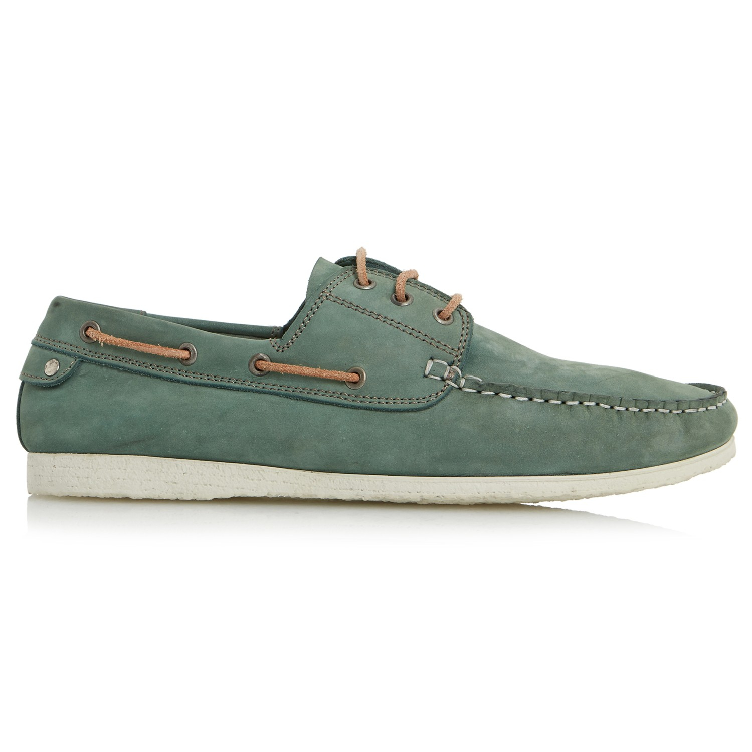 Dune Leather Belize Nubuck Laceup Boat Shoes in Green for
