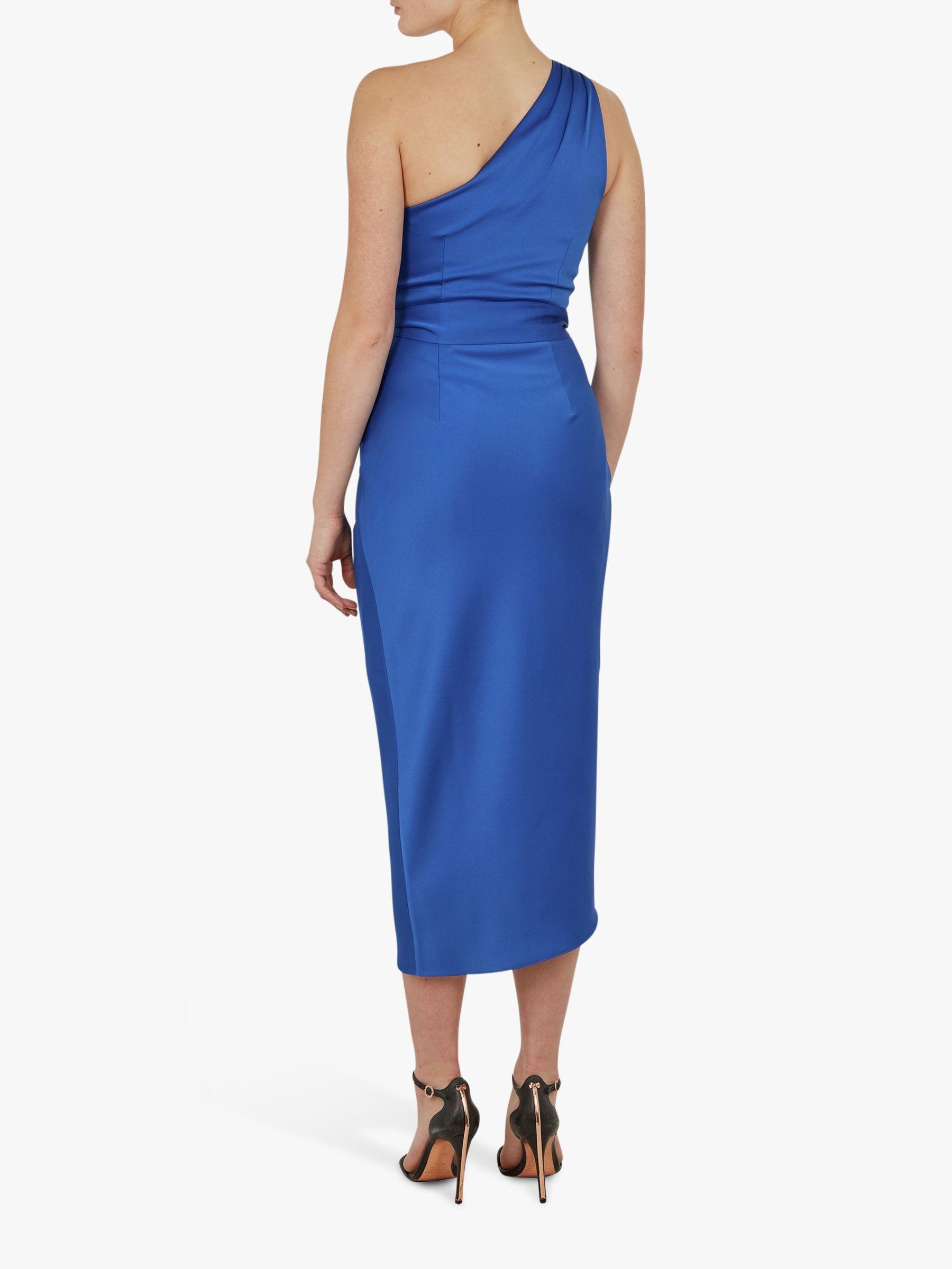 Ted Baker Synthetic Gabie One Shoulder Drape Midi Dress in Blue Mid