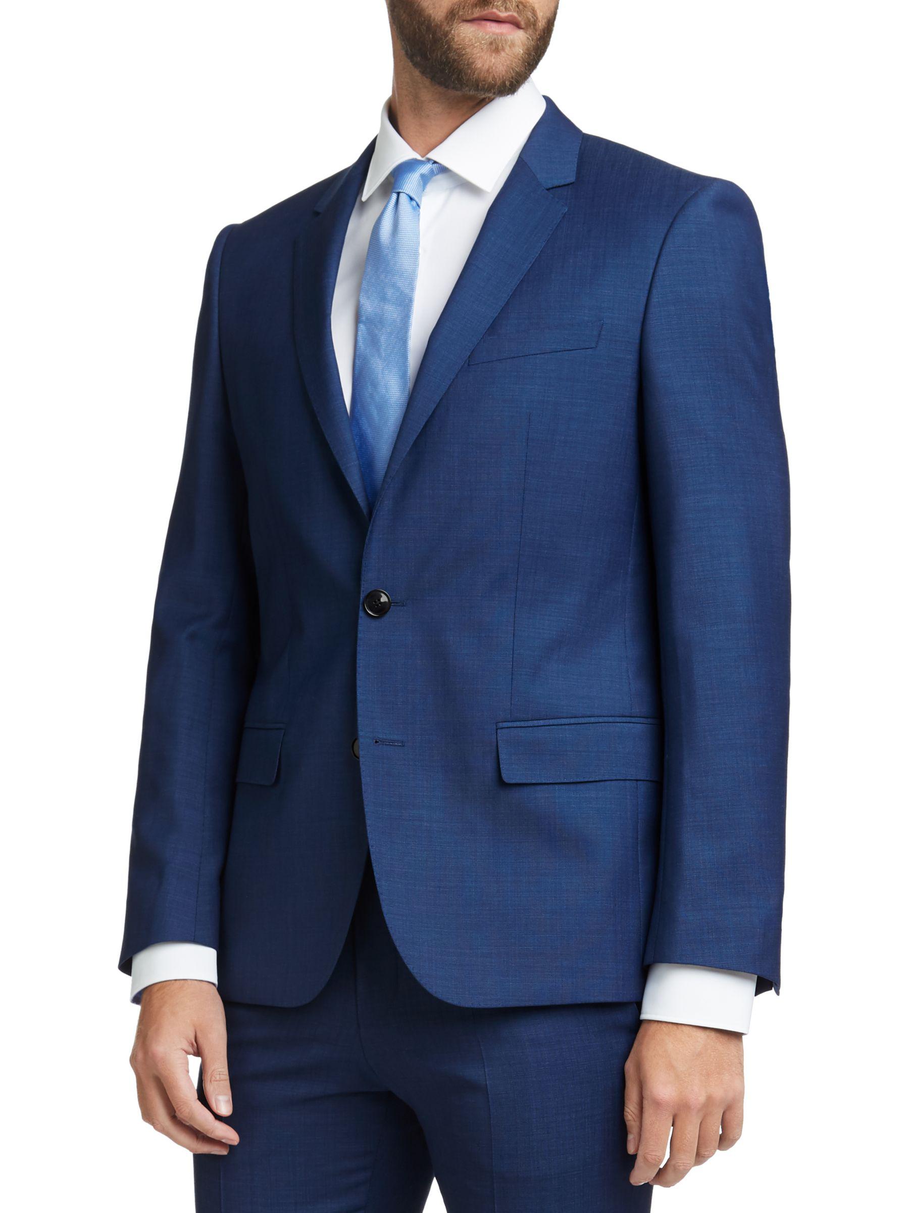 BOSS by HUGO BOSS Hugo By Henry/griffin Virgin Wool Slim Fit Suit Jacket in  Blue for Men | Lyst UK