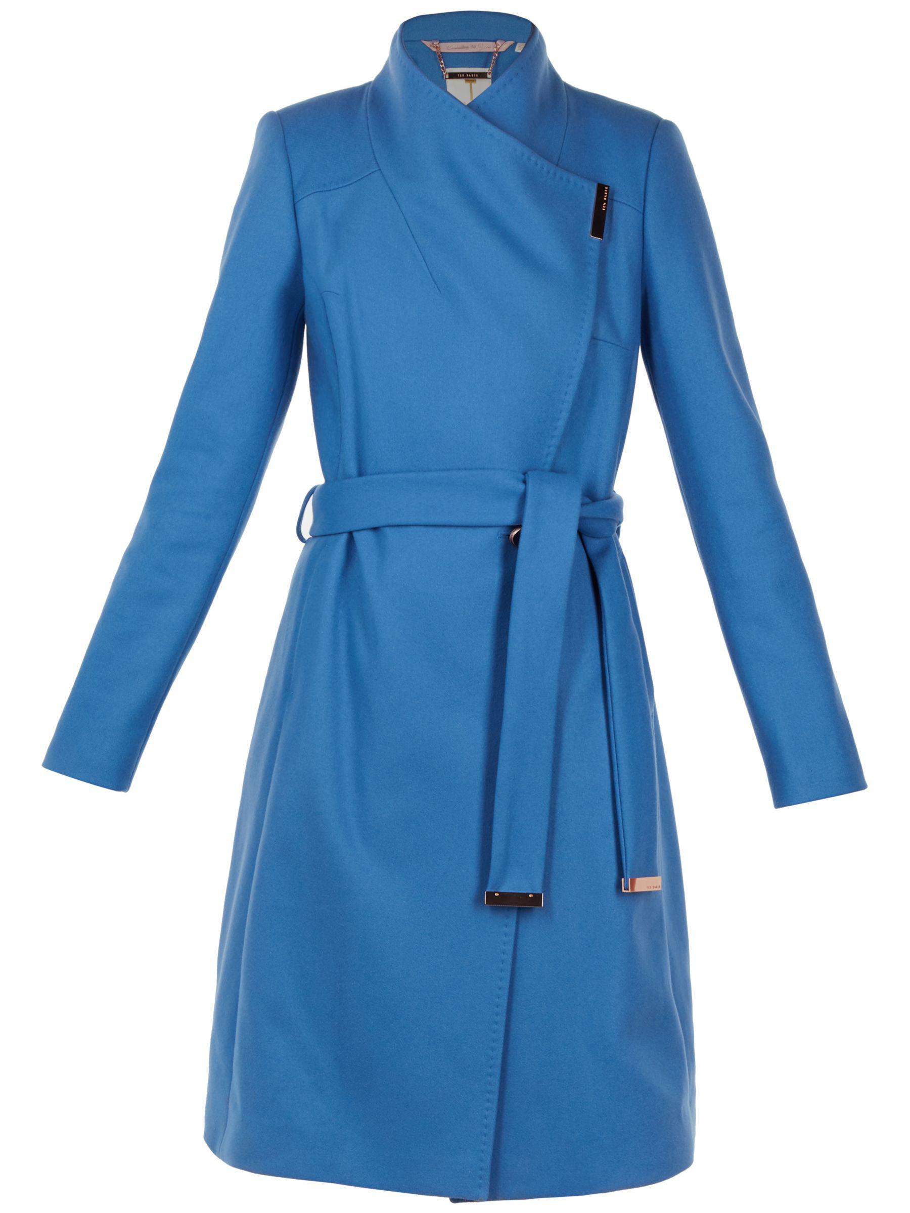 Ted Baker Sandra Wool Blend Wrap Coat in Mid Blue (Blue) Lyst