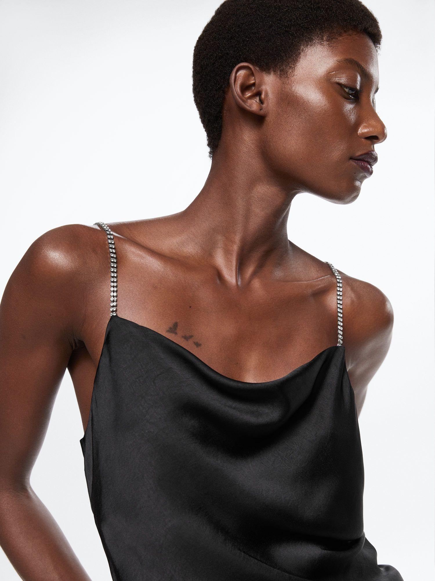 Mango Nineties Satin Cami Top in Black | Lyst UK