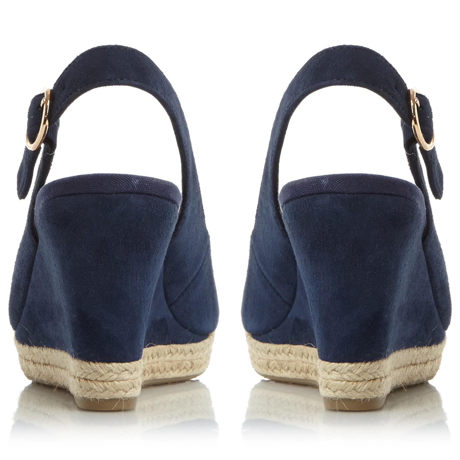 dune navy wedges