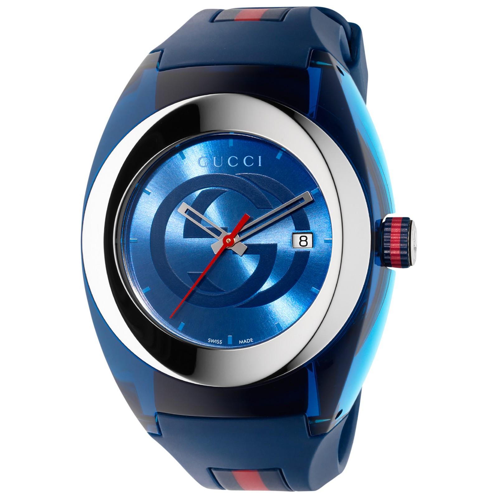 Gucci Synthetic Unisex Sync Rubber Strap Sport Watch, 46mm in Blue for