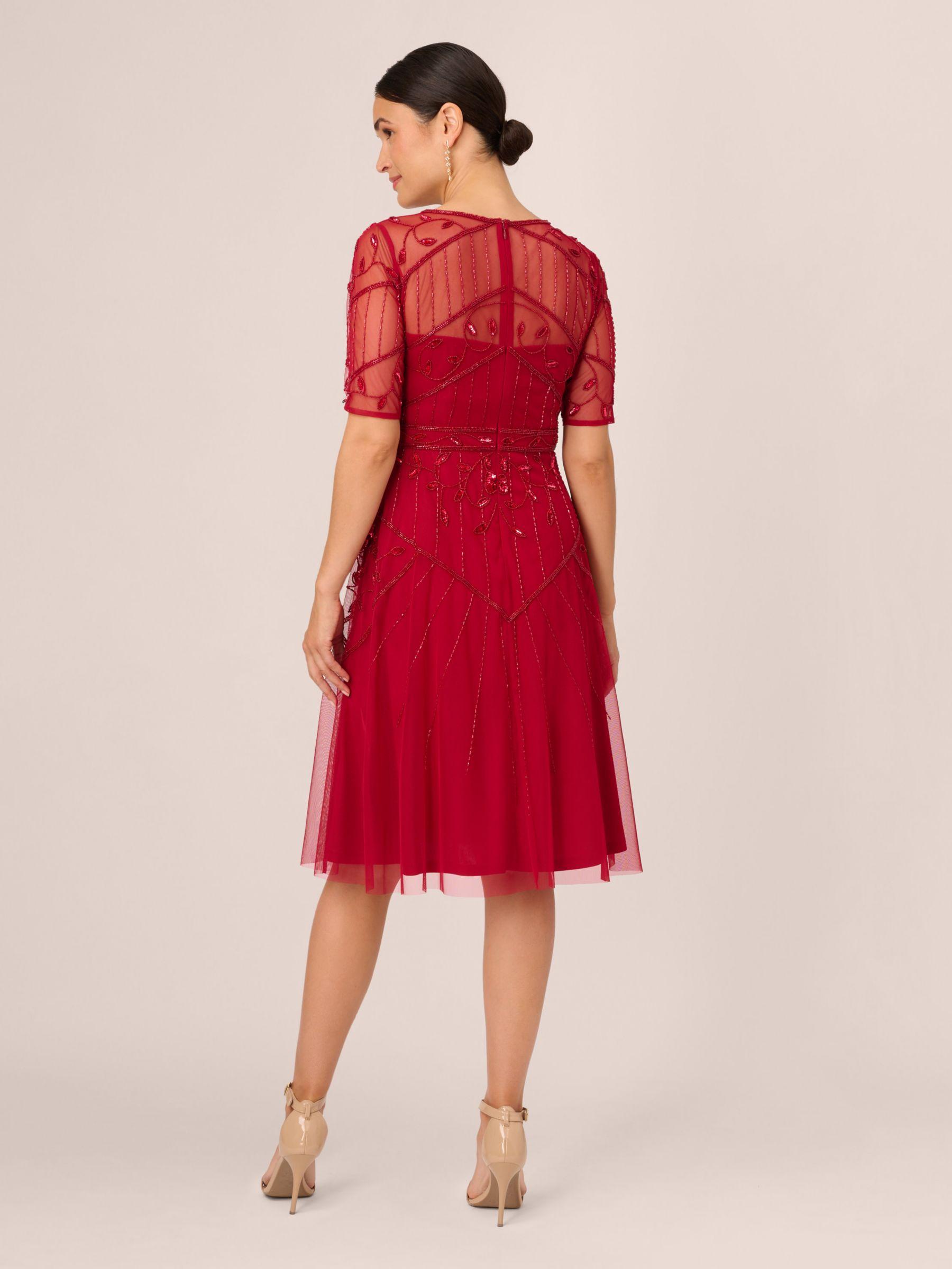 Adrianna Papell Papell Studio Beaded Midi Dress in Red Lyst UK