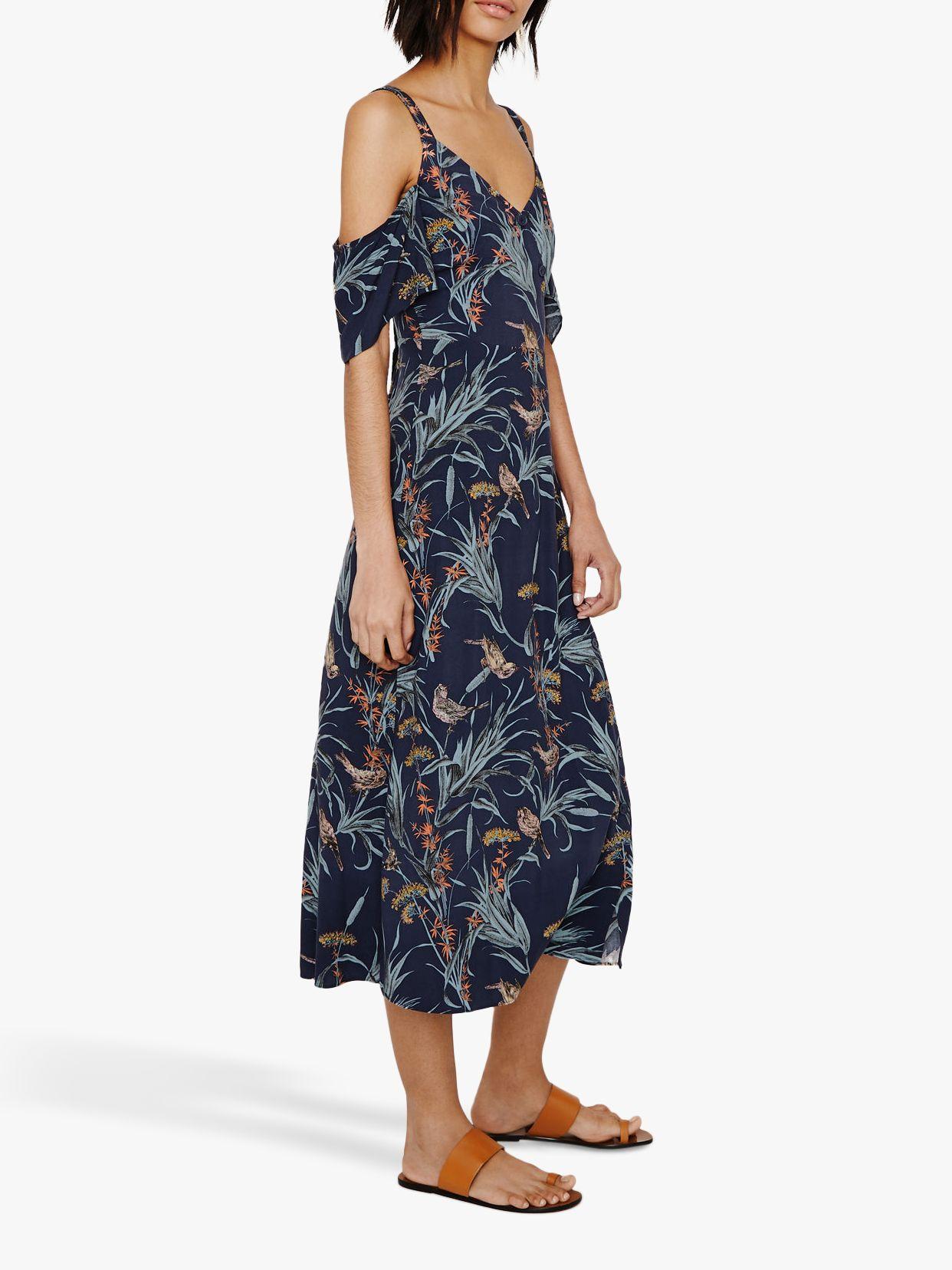 warehouse bird print dress