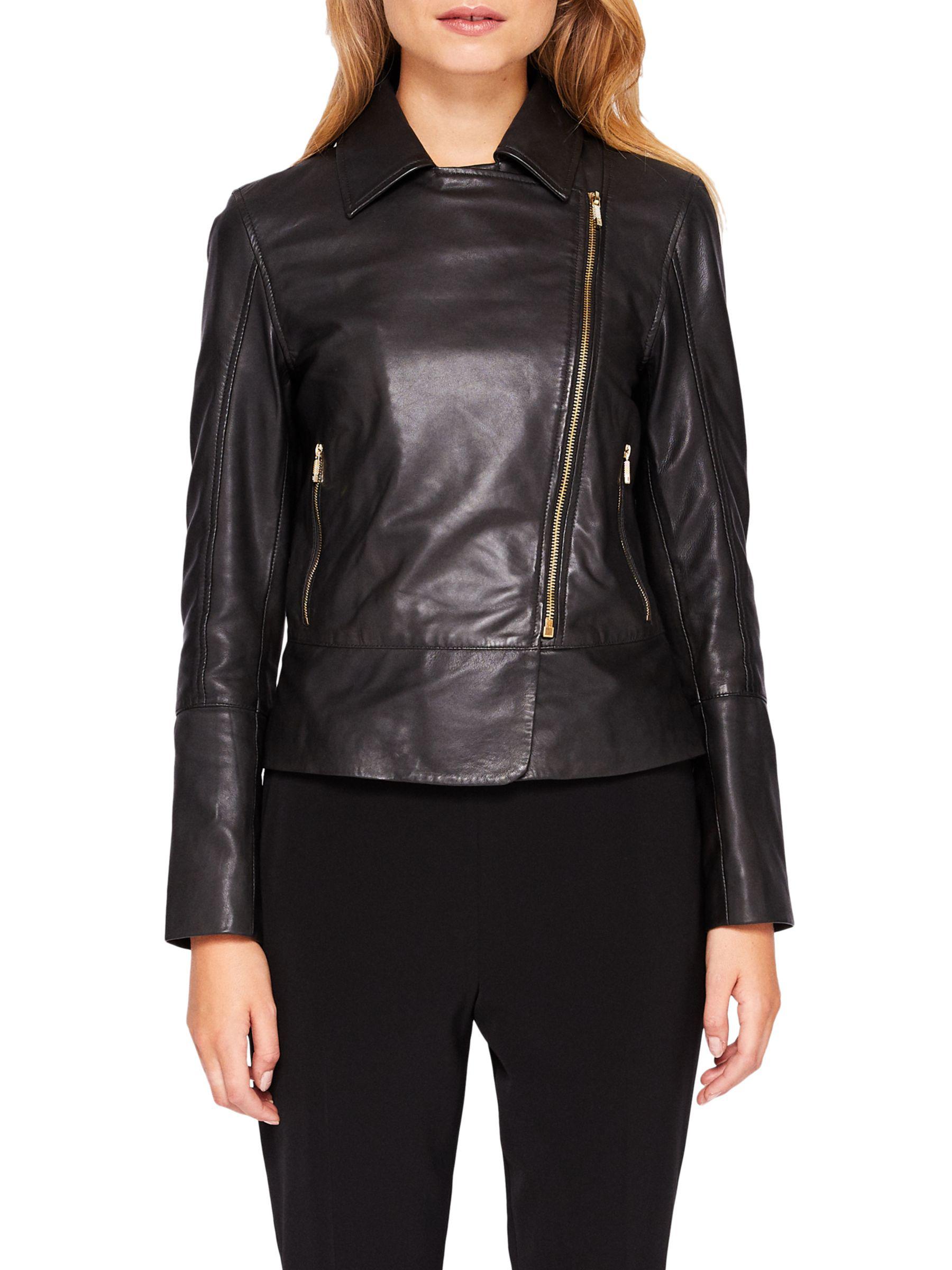Ted Baker Leather Lizia Minimal Biker Jacket in Black Lyst