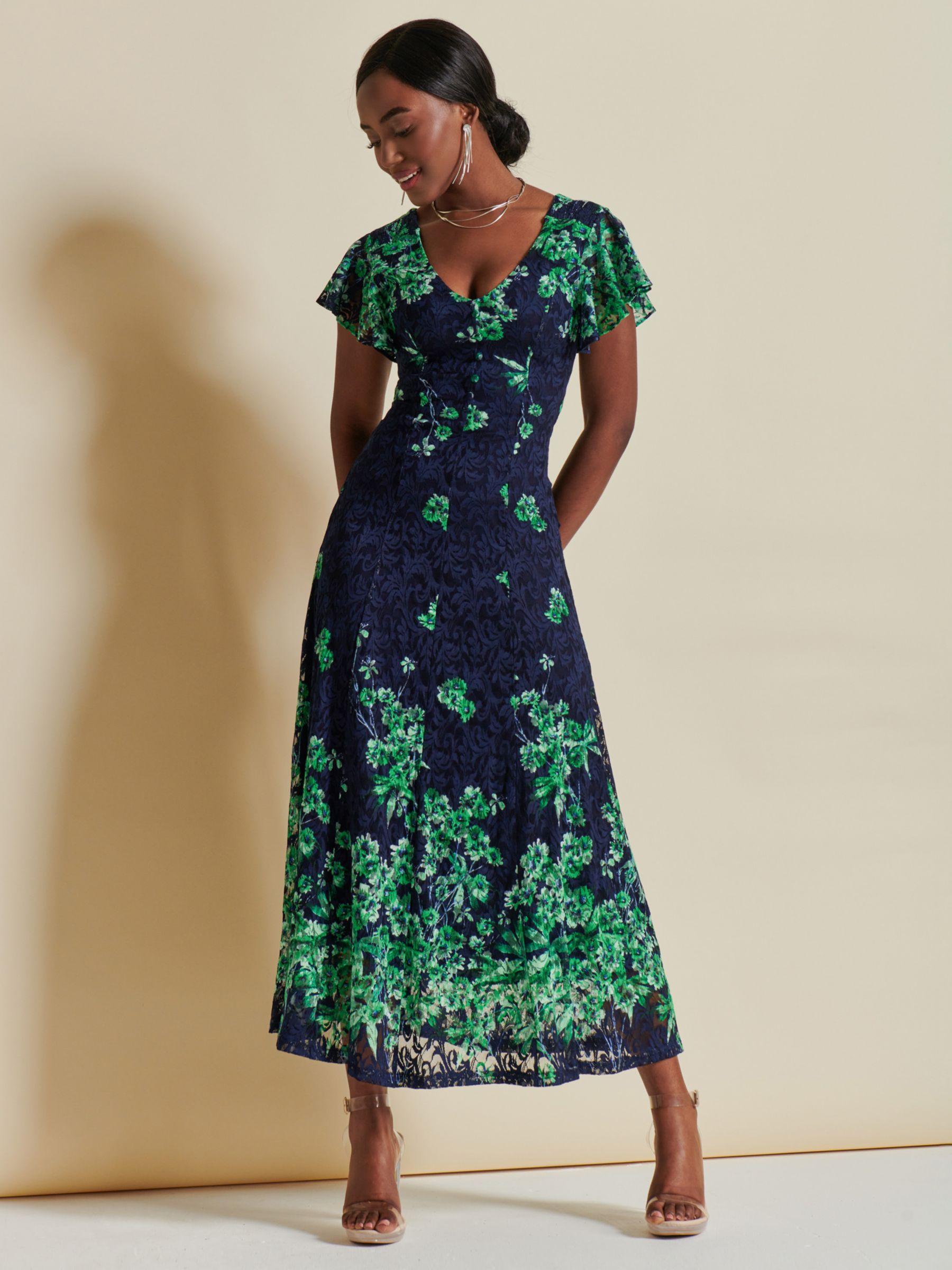 Olive Floral Fit and Flare Maxi Dress – Inherit Co.