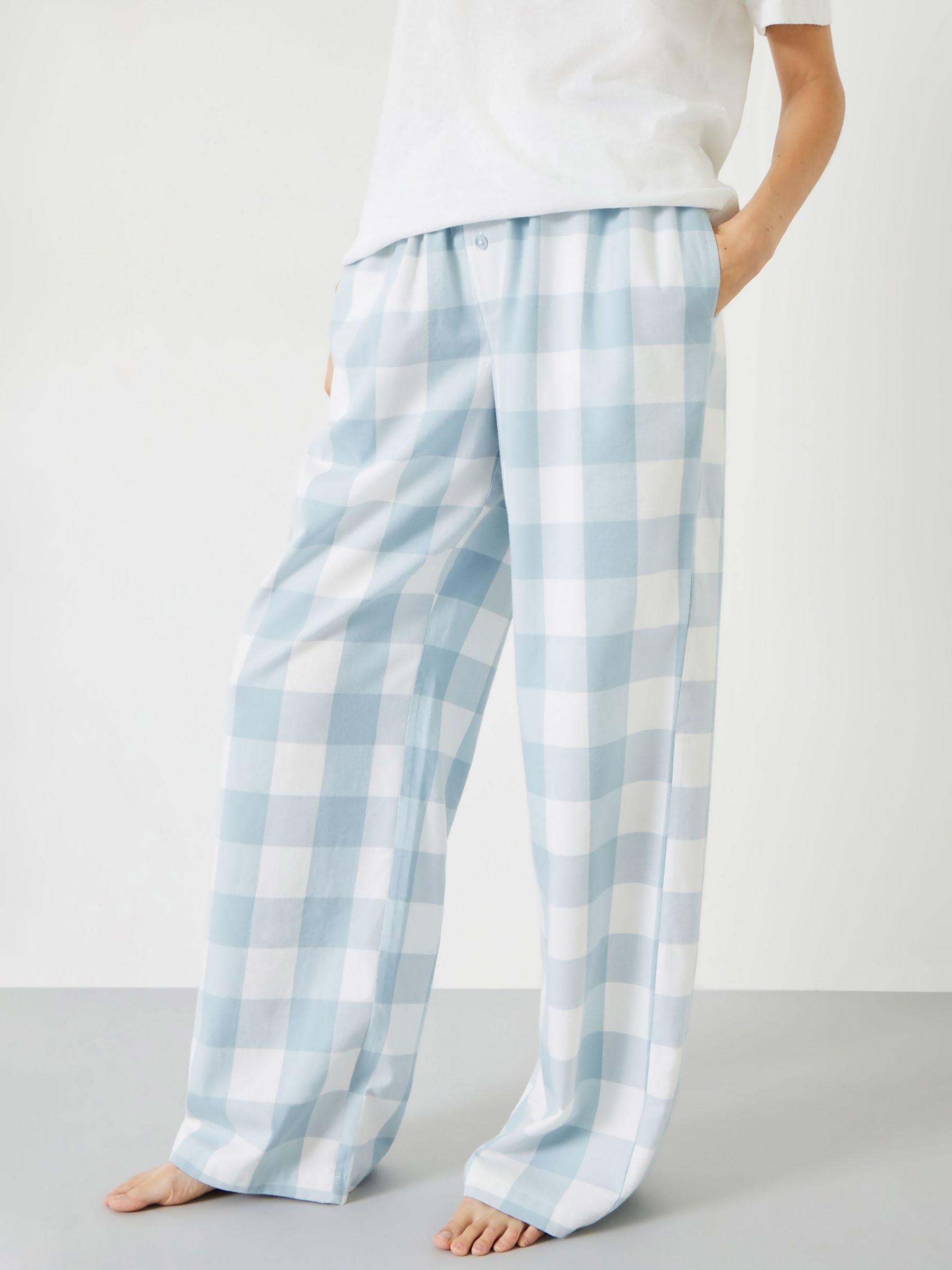 Hush Brushed Cotton Blend Check Pyjama Trousers in Blue Lyst UK