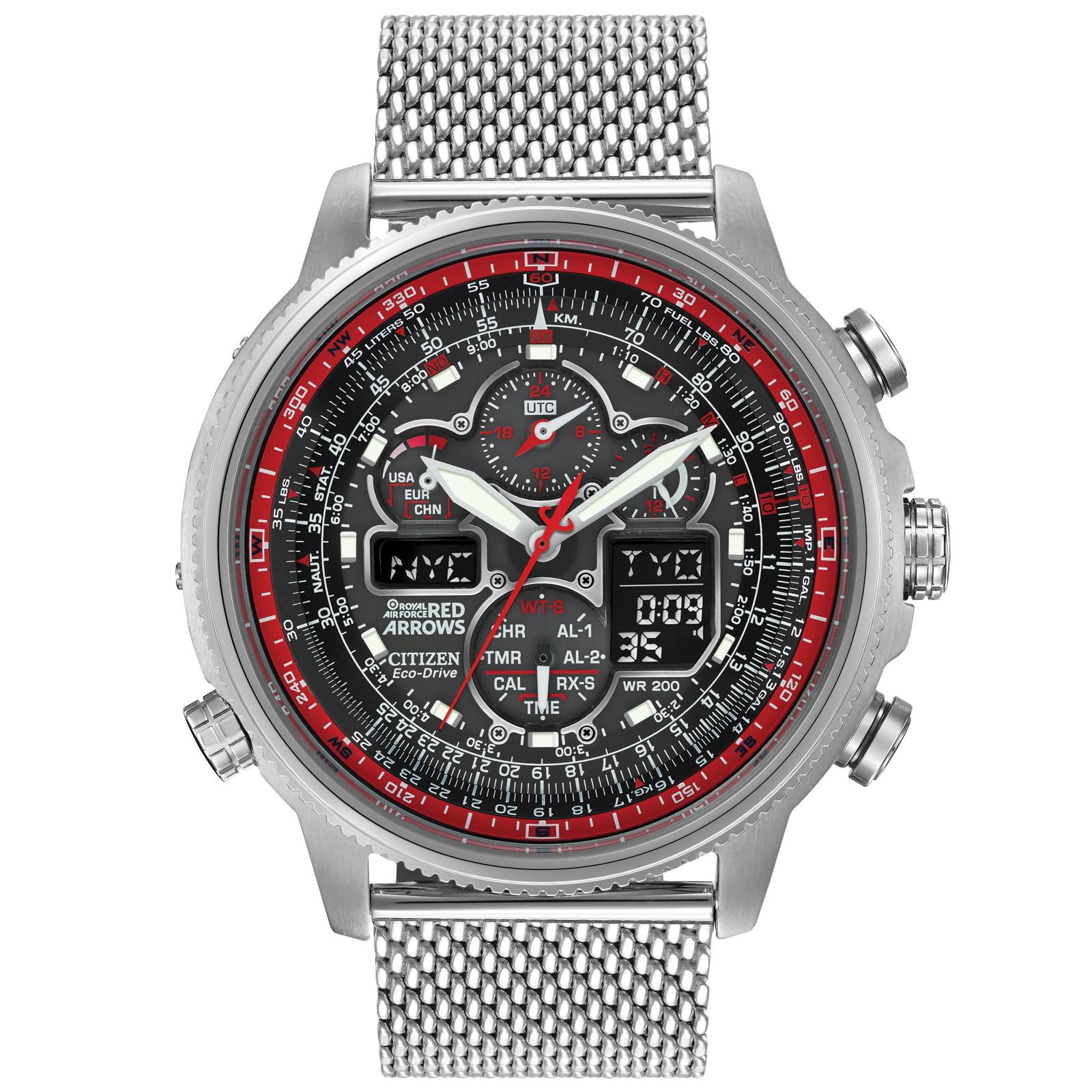 Citizen Jy8039-54e Men's Raf Limited Edition Red Arrows Navihawk A.t Chronograph Bracelet Strap