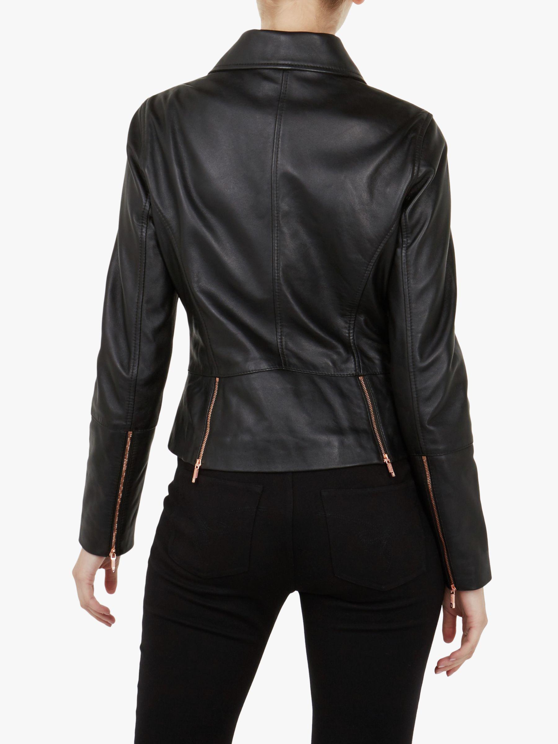 Ted Baker Leather Lizia Minimal Biker Jacket in Black Lyst