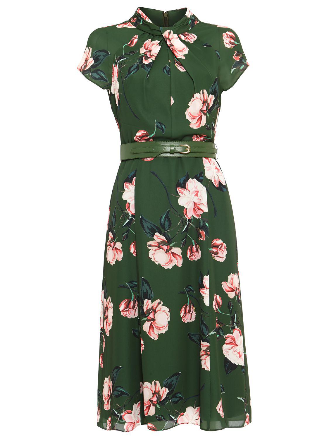 Phase Eight Synthetic Helena Floral Belted Dress in Jade (Green) - Lyst