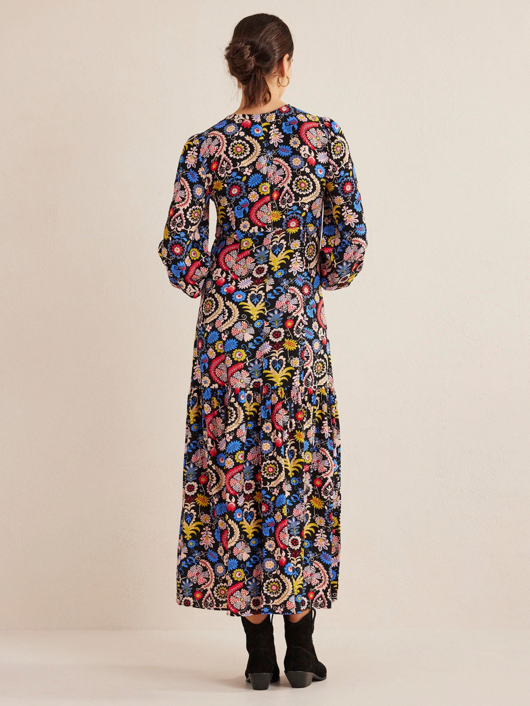 Boden Tropic Charm Print Smocked Cuff Maxi Tea Dress in Blue | Lyst UK