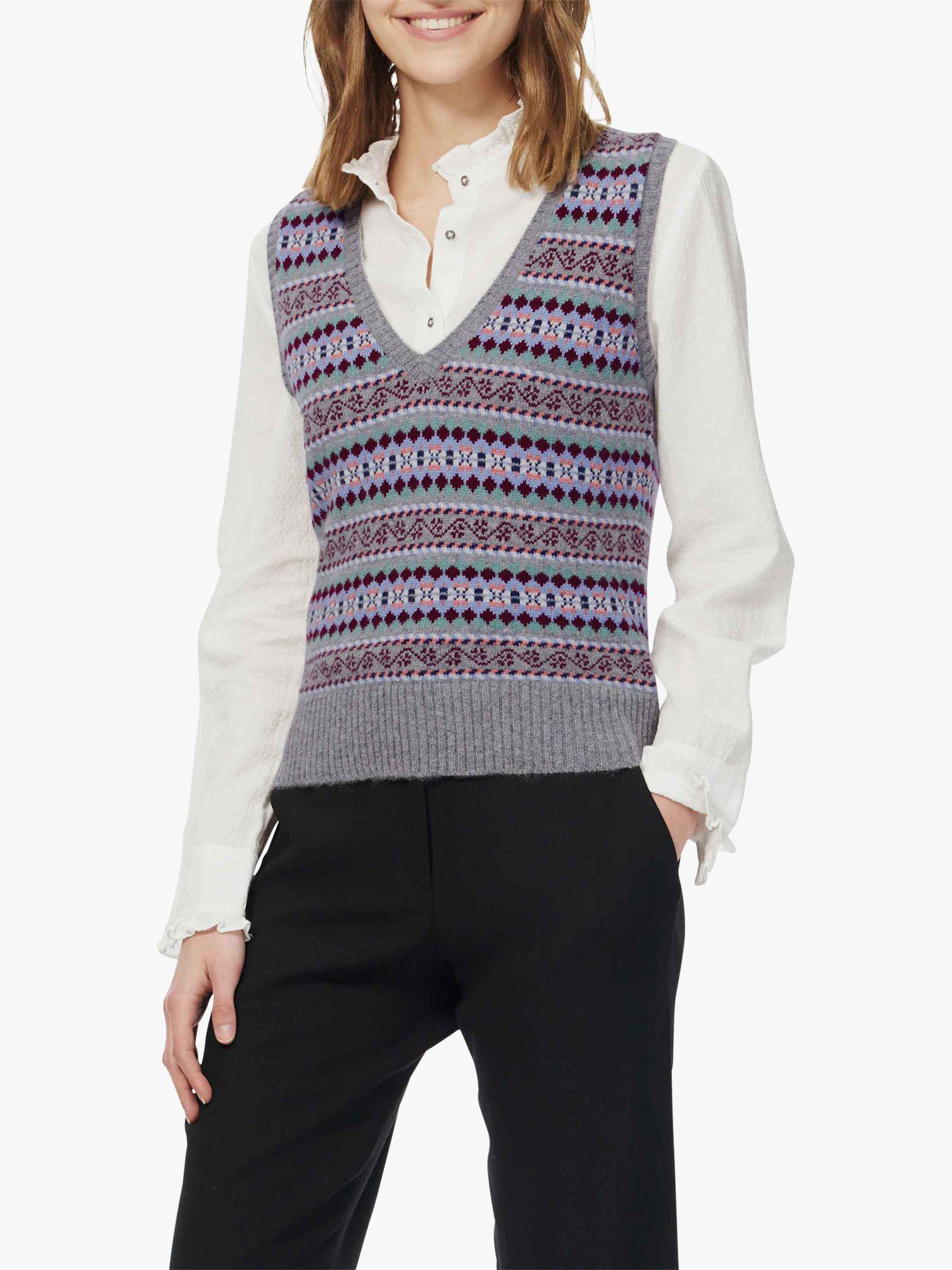 Brora Cashmere Fair Isle Tank Top in Silver (Metallic) Lyst
