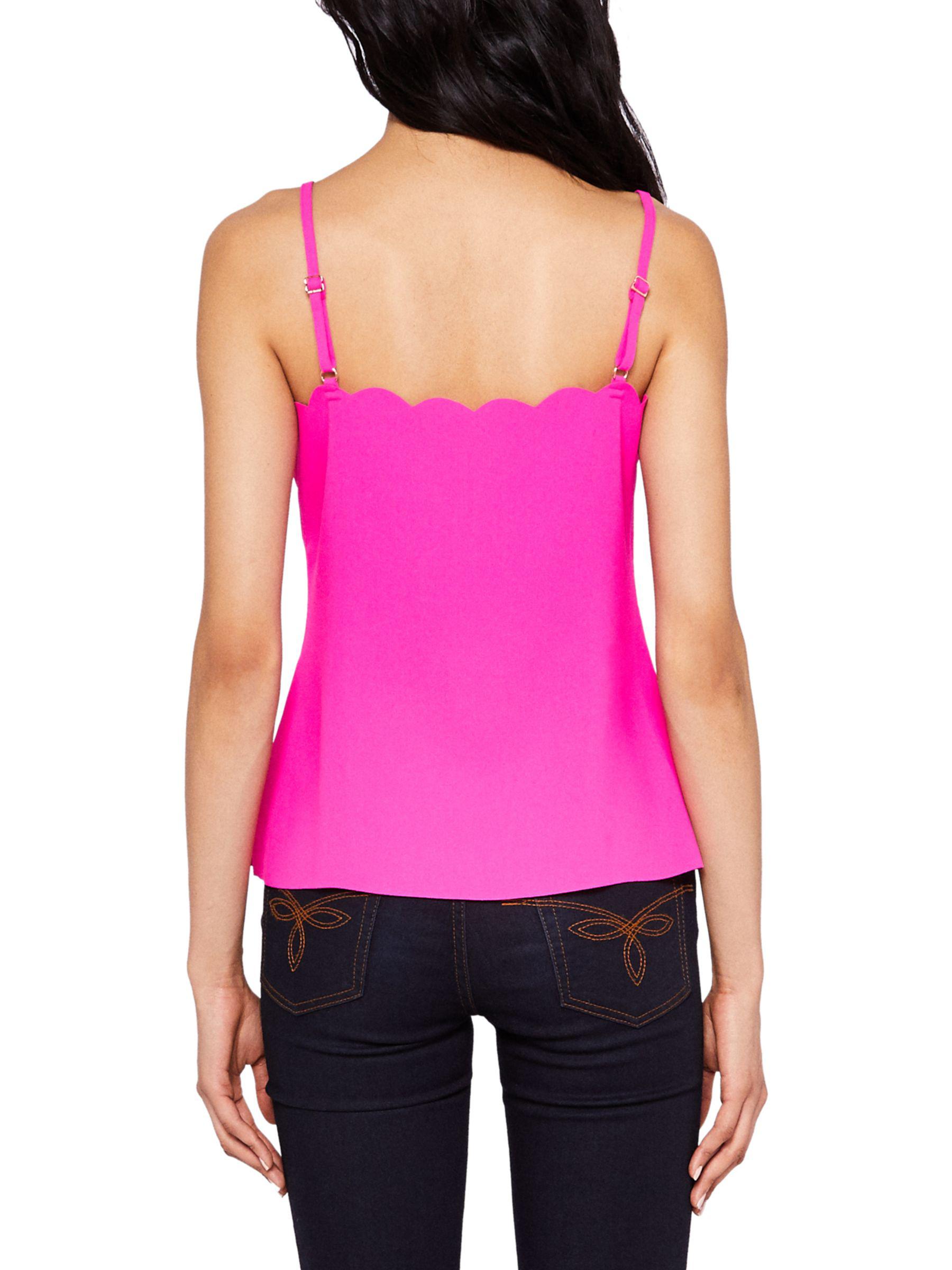 Ted Baker Denim Siina Scallop Neckline Camisole Top in Bright Pink