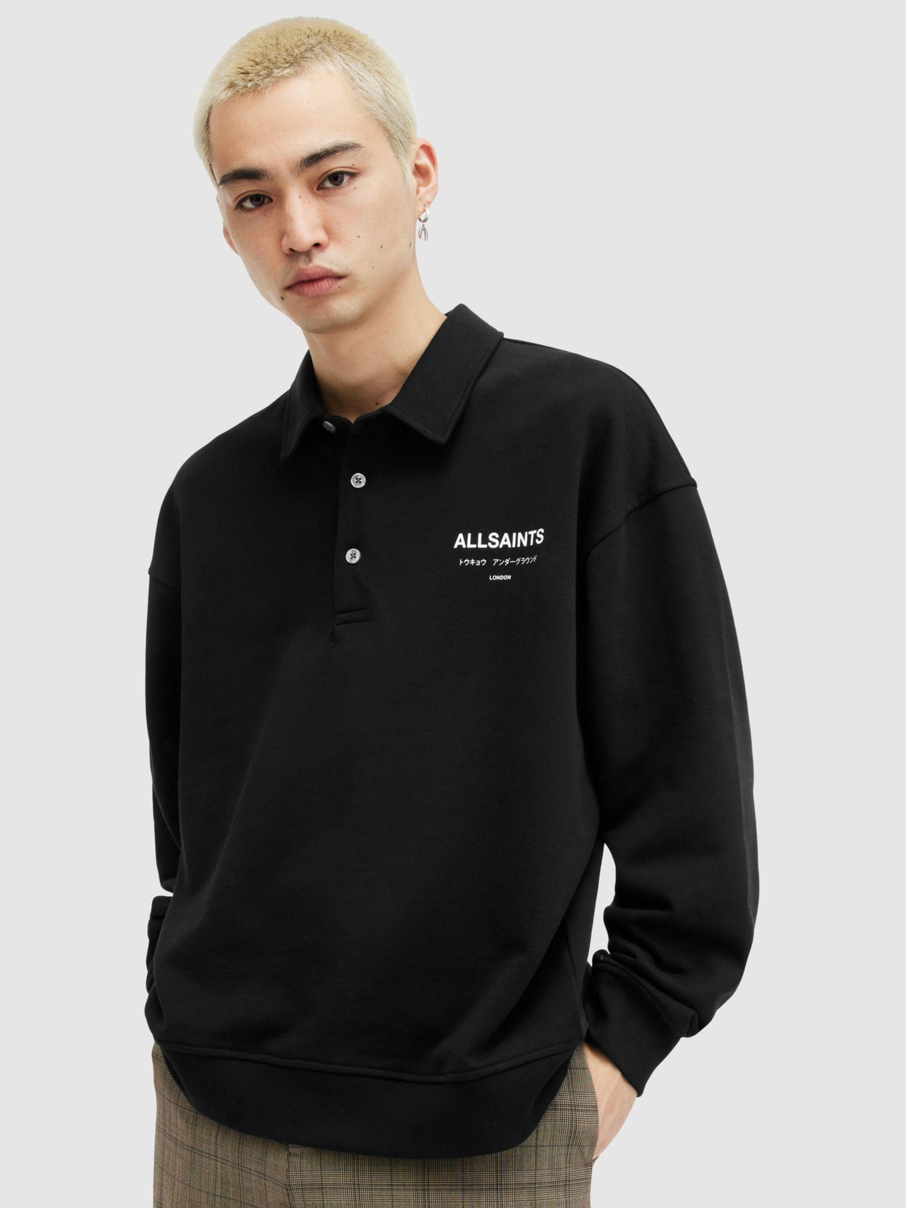 AllSaints Underground Organic Cotton Long Sleeve Polo Shirt in Black for  Men | Lyst UK