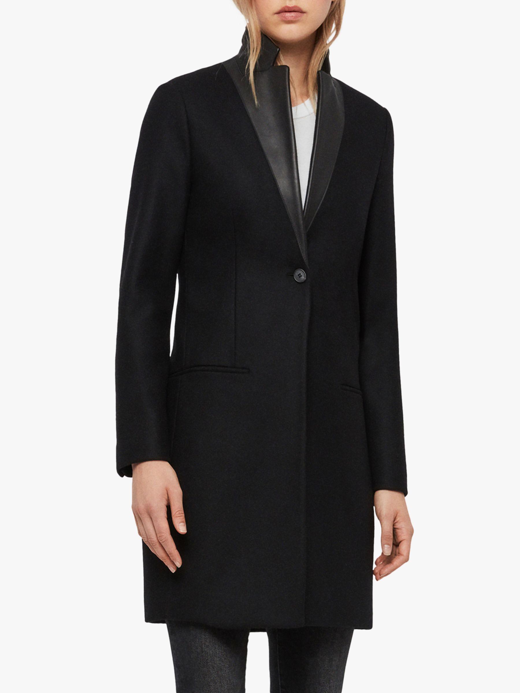 AllSaints Wool Leni Lea Coat in Black - Lyst
