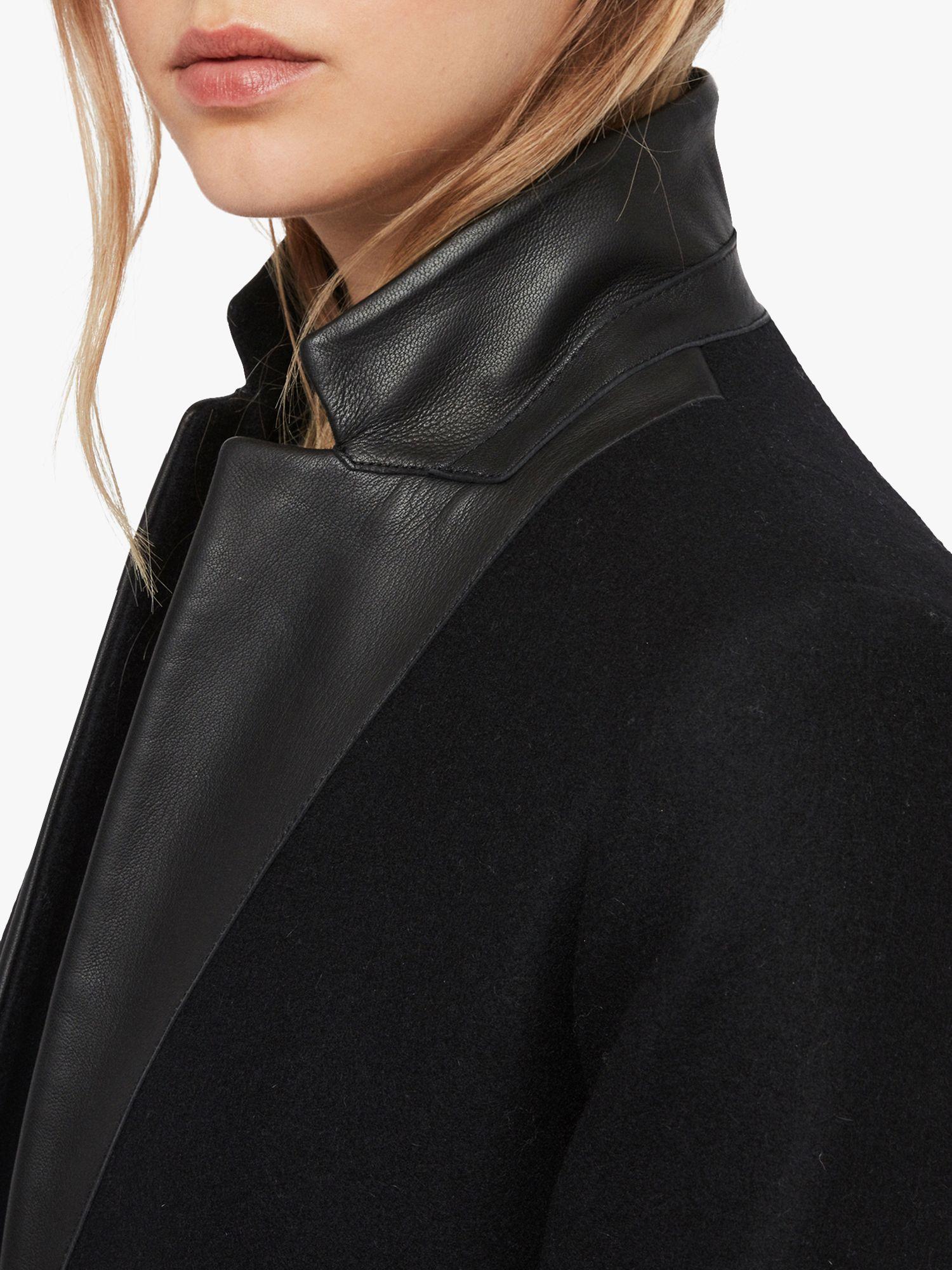 AllSaints Wool Leni Lea Coat in Black - Lyst