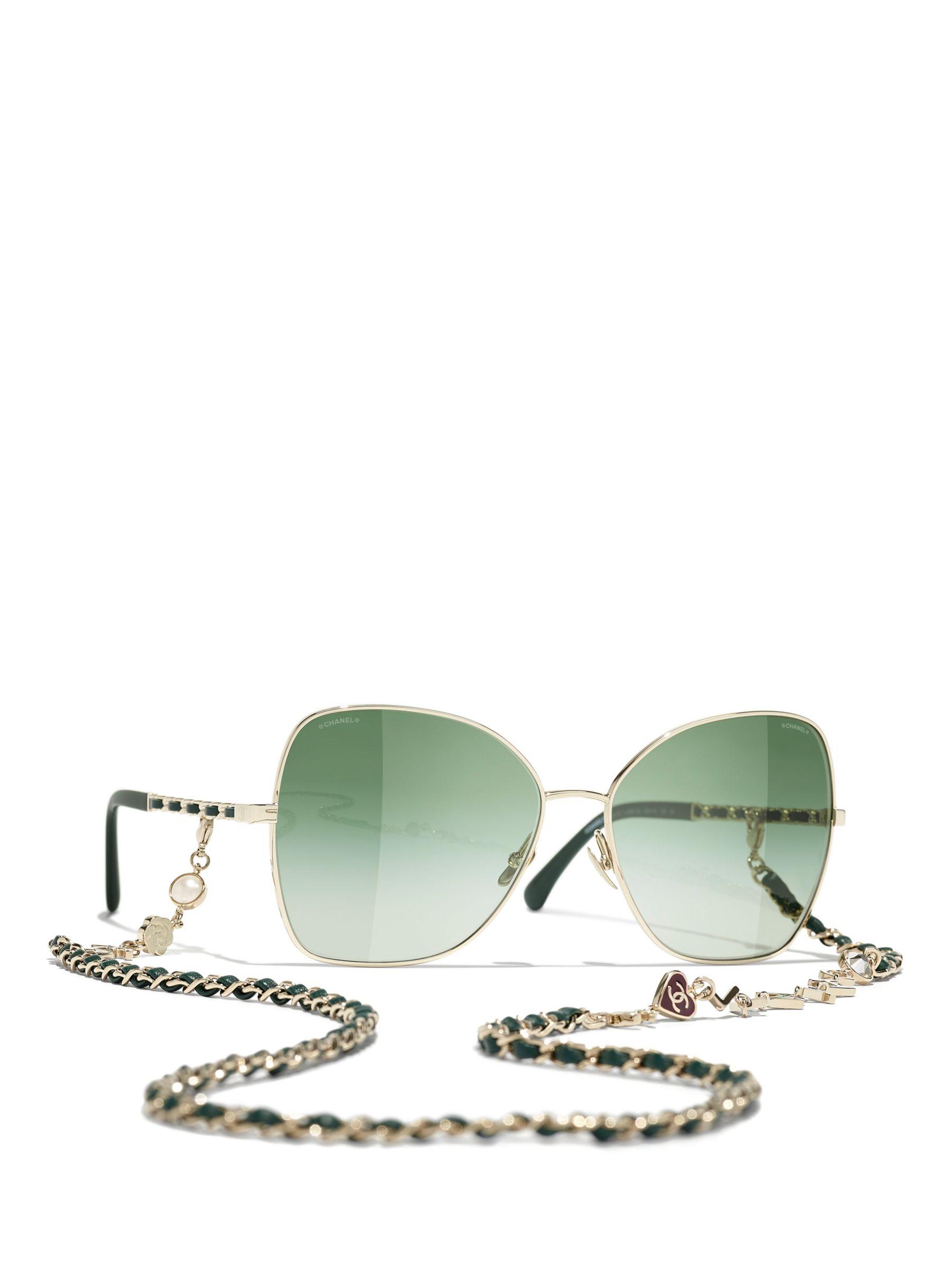 Chanel Irregular Sunglasses Ch4274q Pale Gold/green Gradient in White