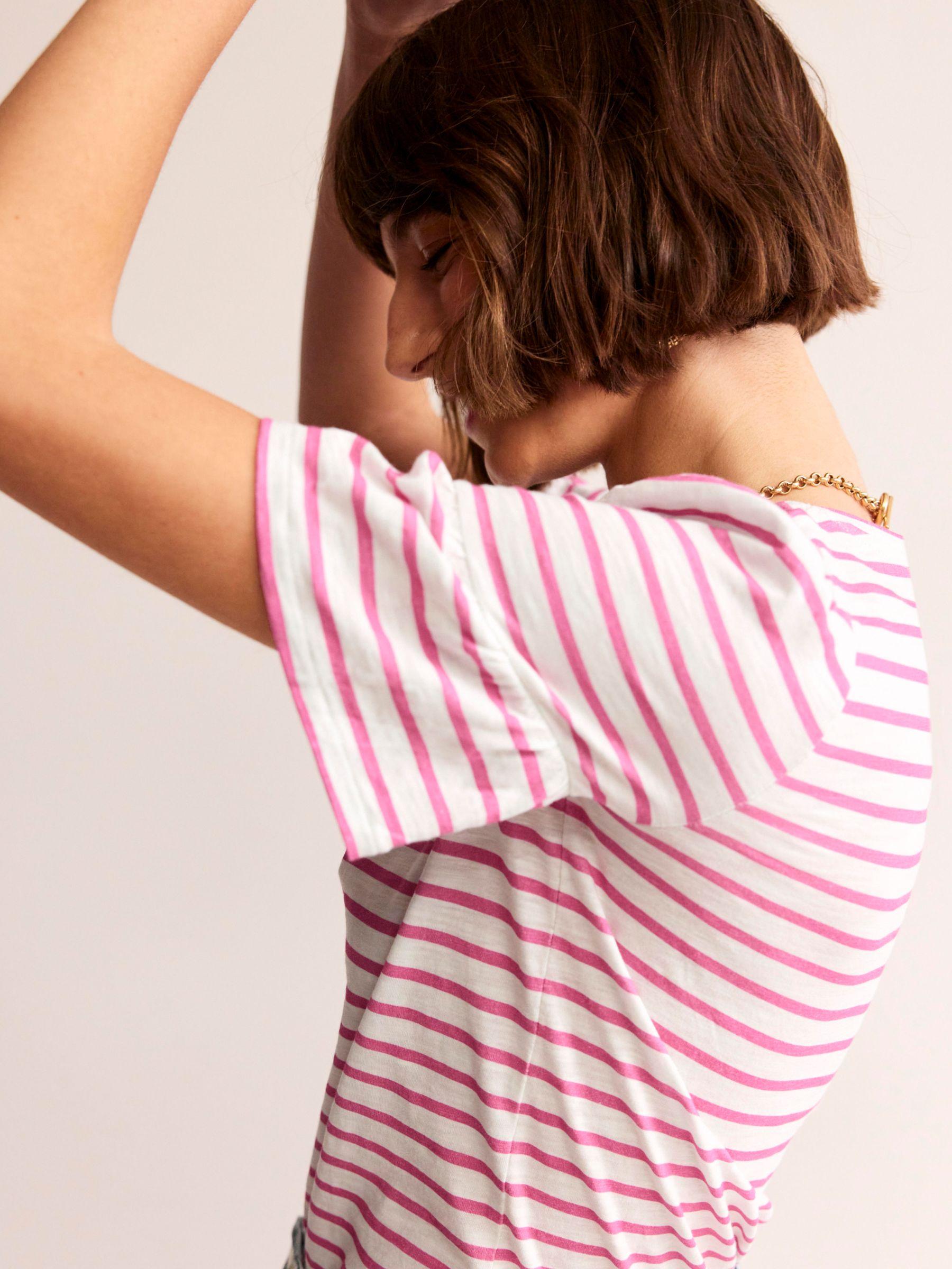 pink and white striped t shirt