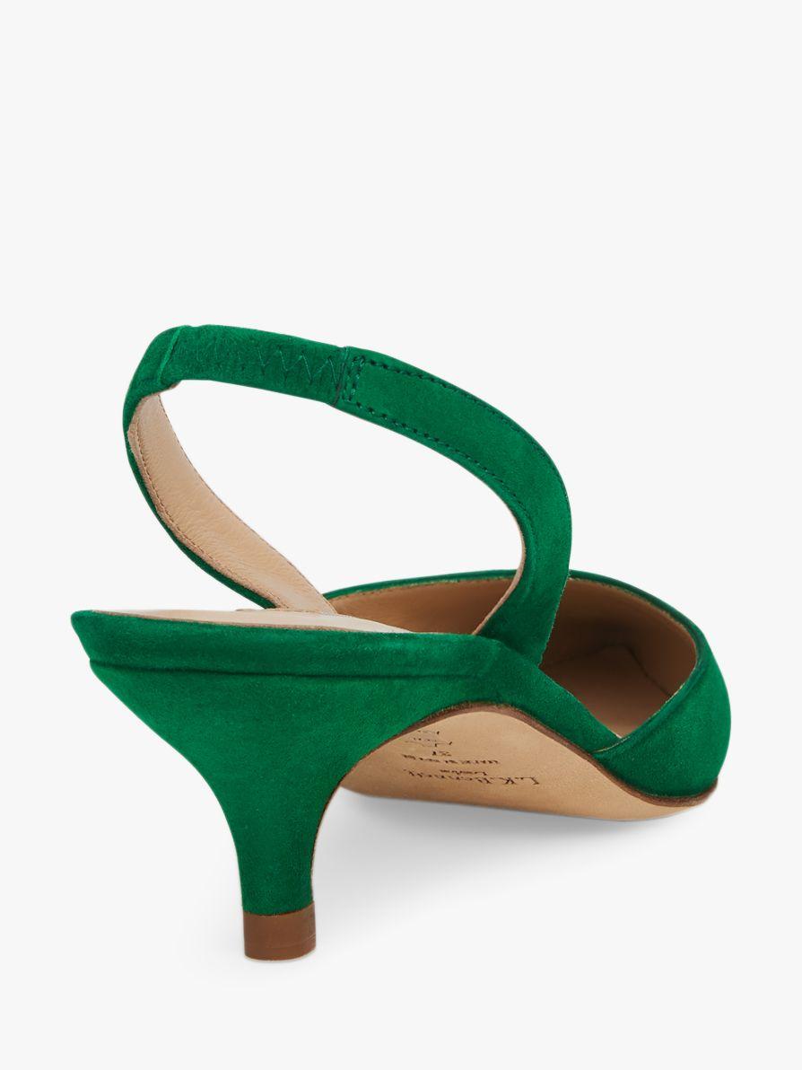 Suede Larissa Slingback Court Shoes in Mint Green Suede