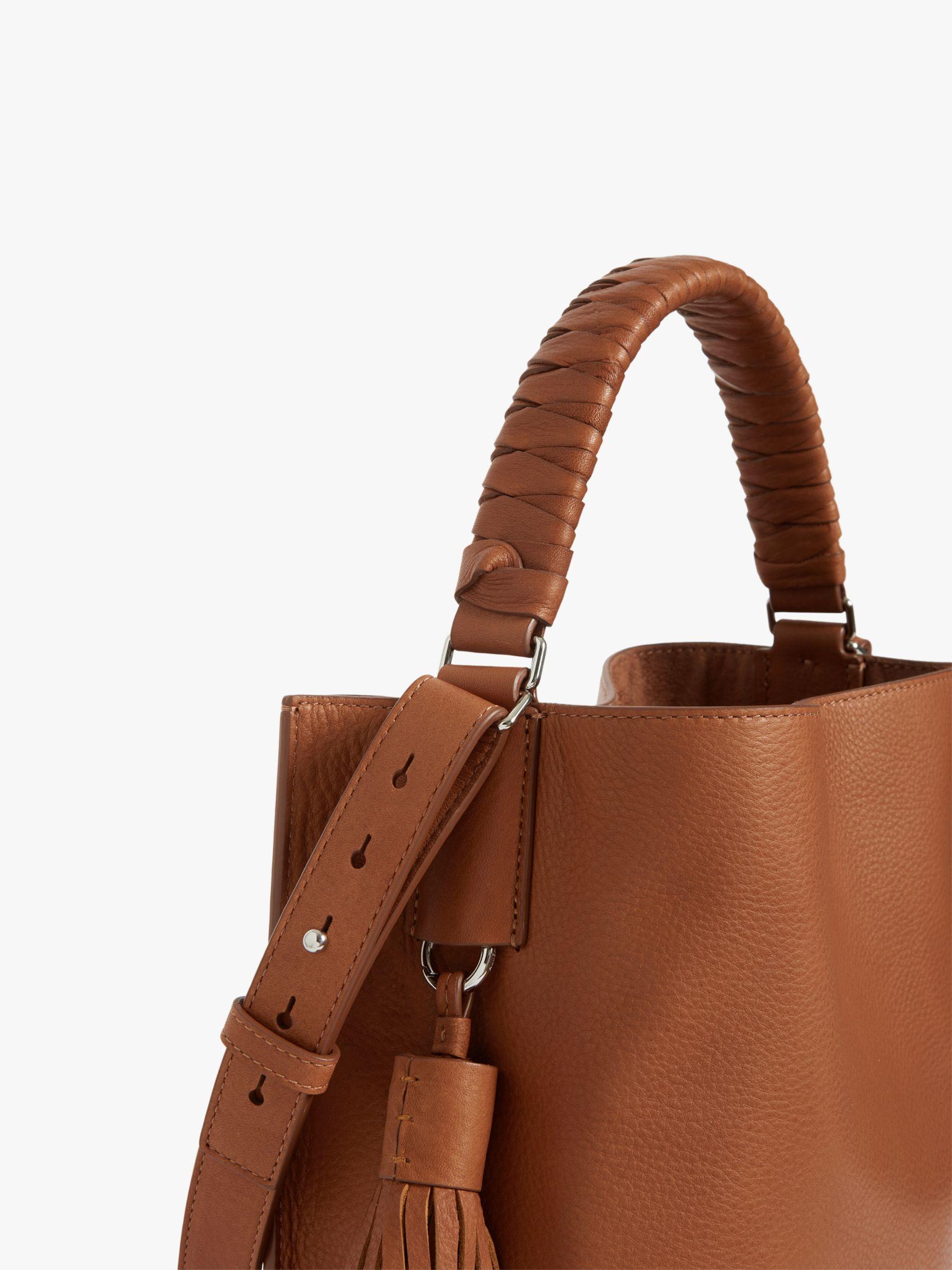 AllSaints Shirley North South Small Leather Tote Bag in Brown | Lyst UK