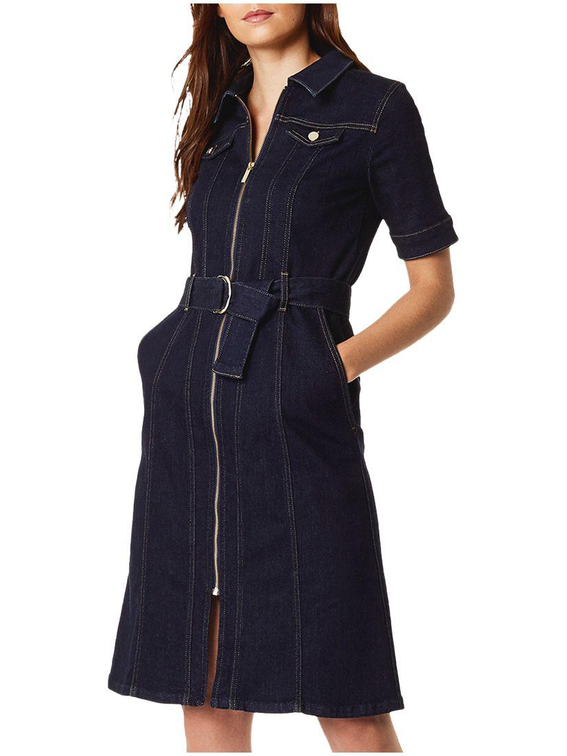 karen millen belted denim dress