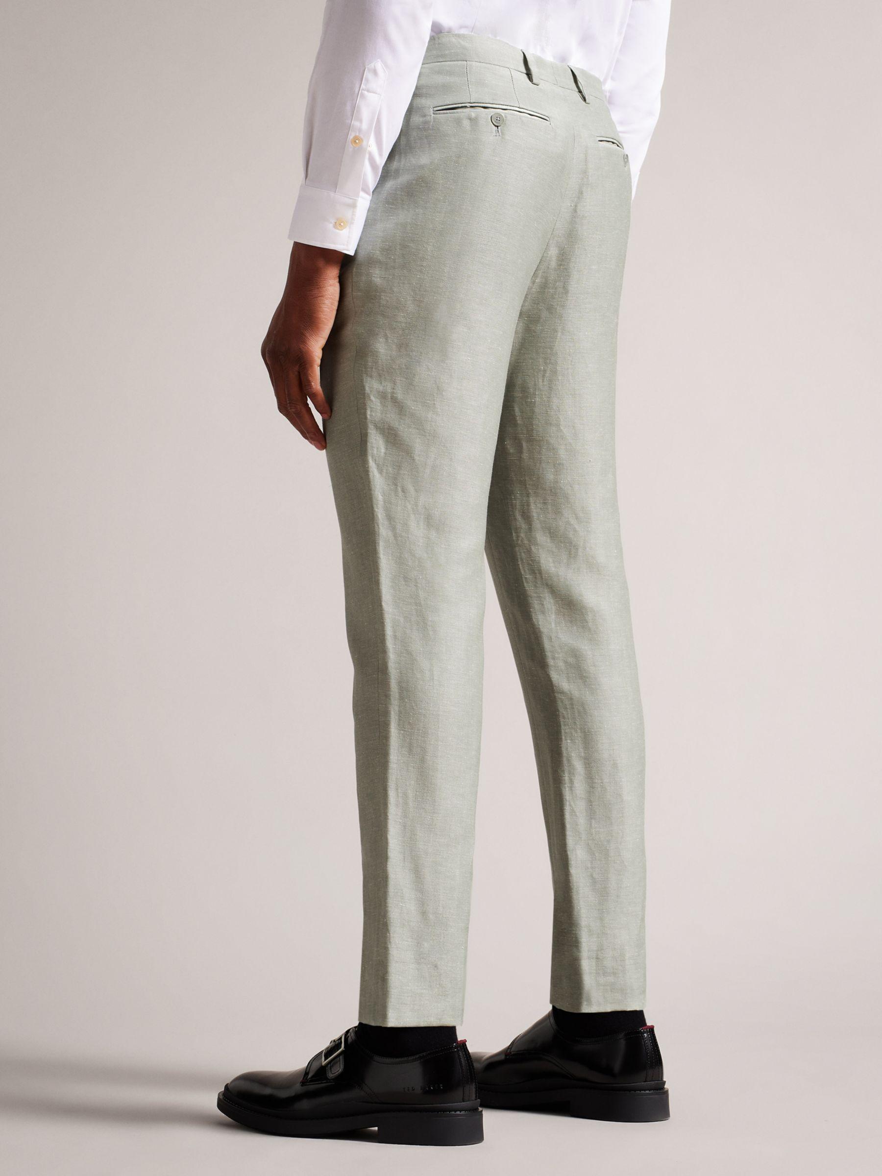 Ted Baker Lancet Slim Fit Wool Linen Trousers in Natural for Men | Lyst UK