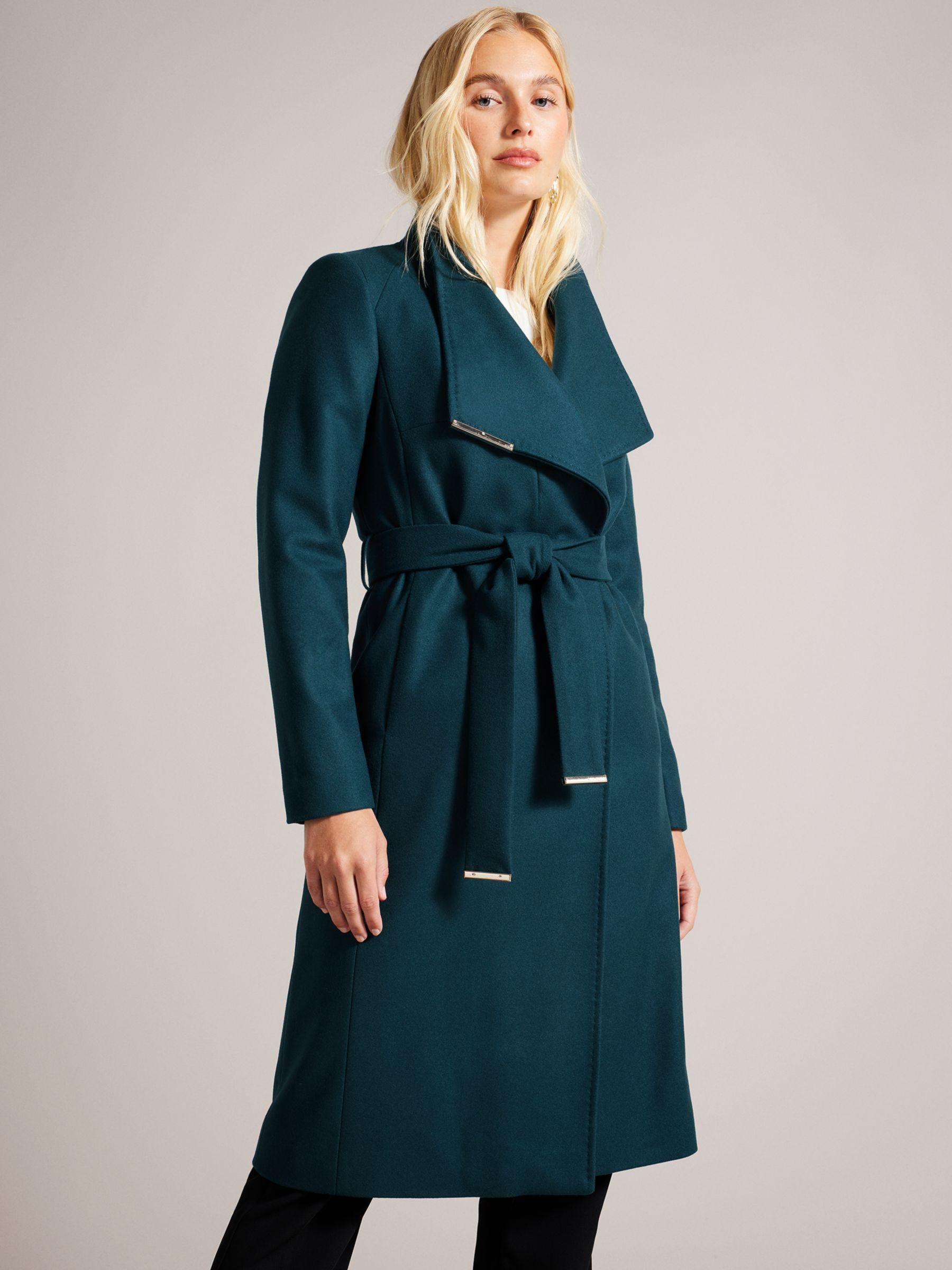 Ted Baker Rose Mid Length Wool Blend Wrap Coat in Blue | Lyst UK