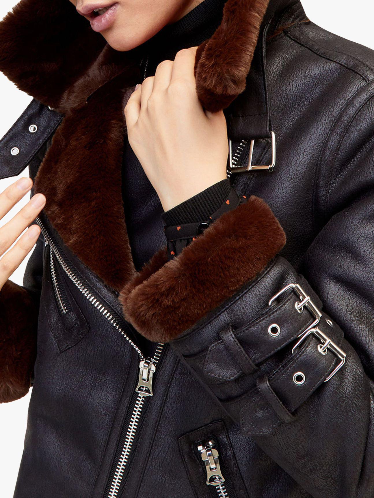 Warehouse Faux Leather Oversized Biker Jacket In Brown Lyst Gallery