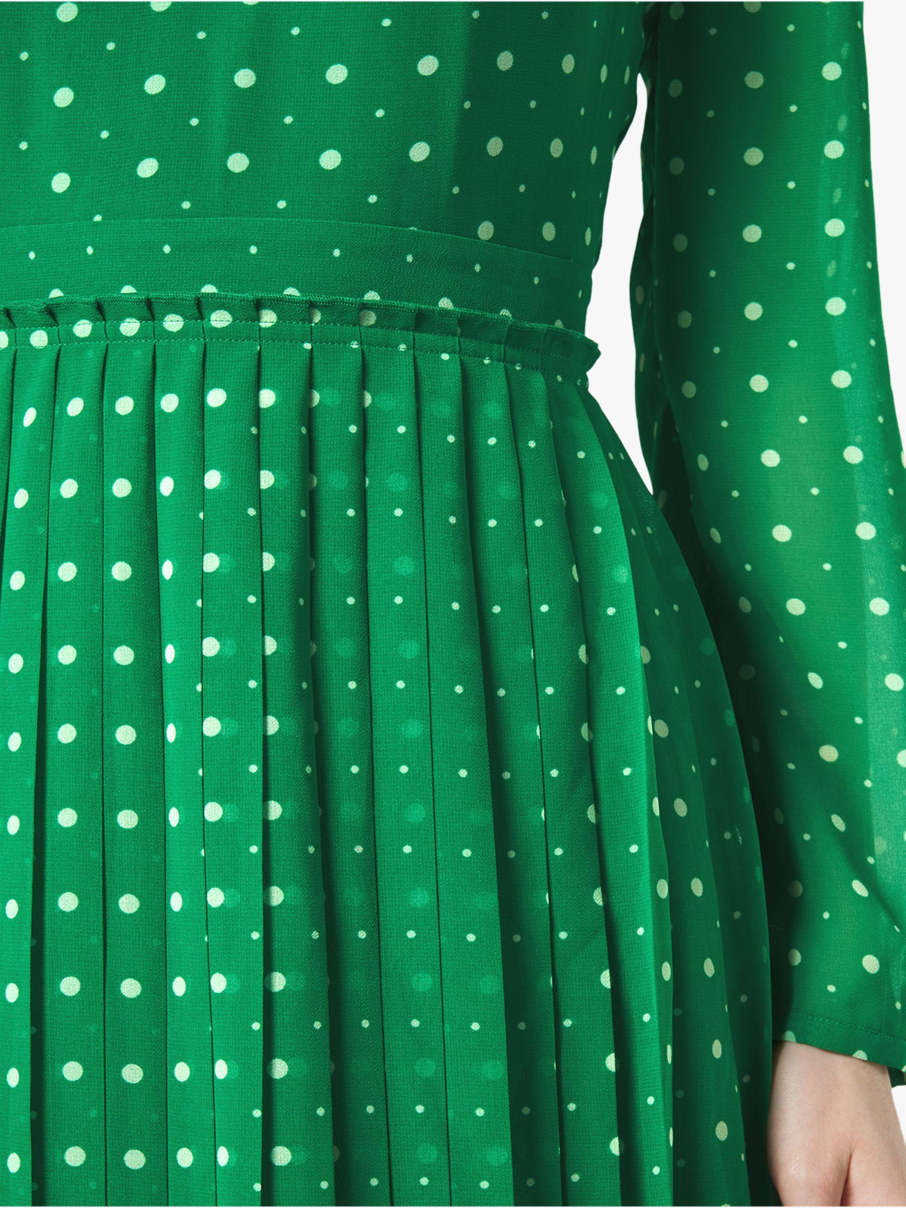 John Lewis Green Polka Dot Dress Flash 
