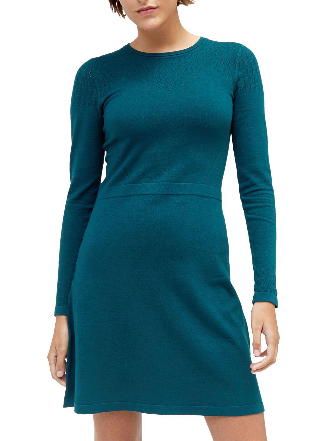 warehouse pointelle yoke dress