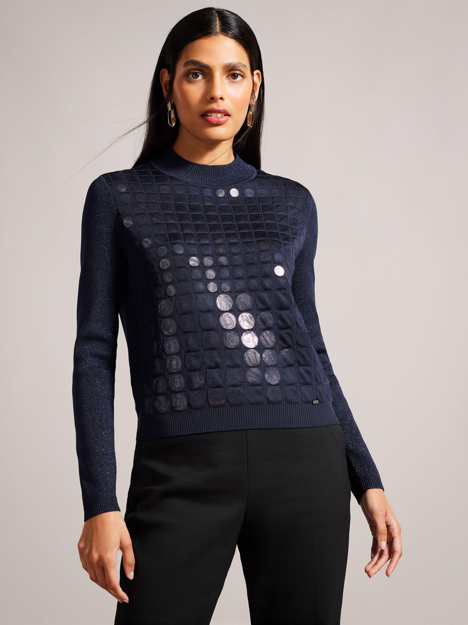 Ted Baker Yivonne Trapped Sequin Jumper in Blue Lyst UK