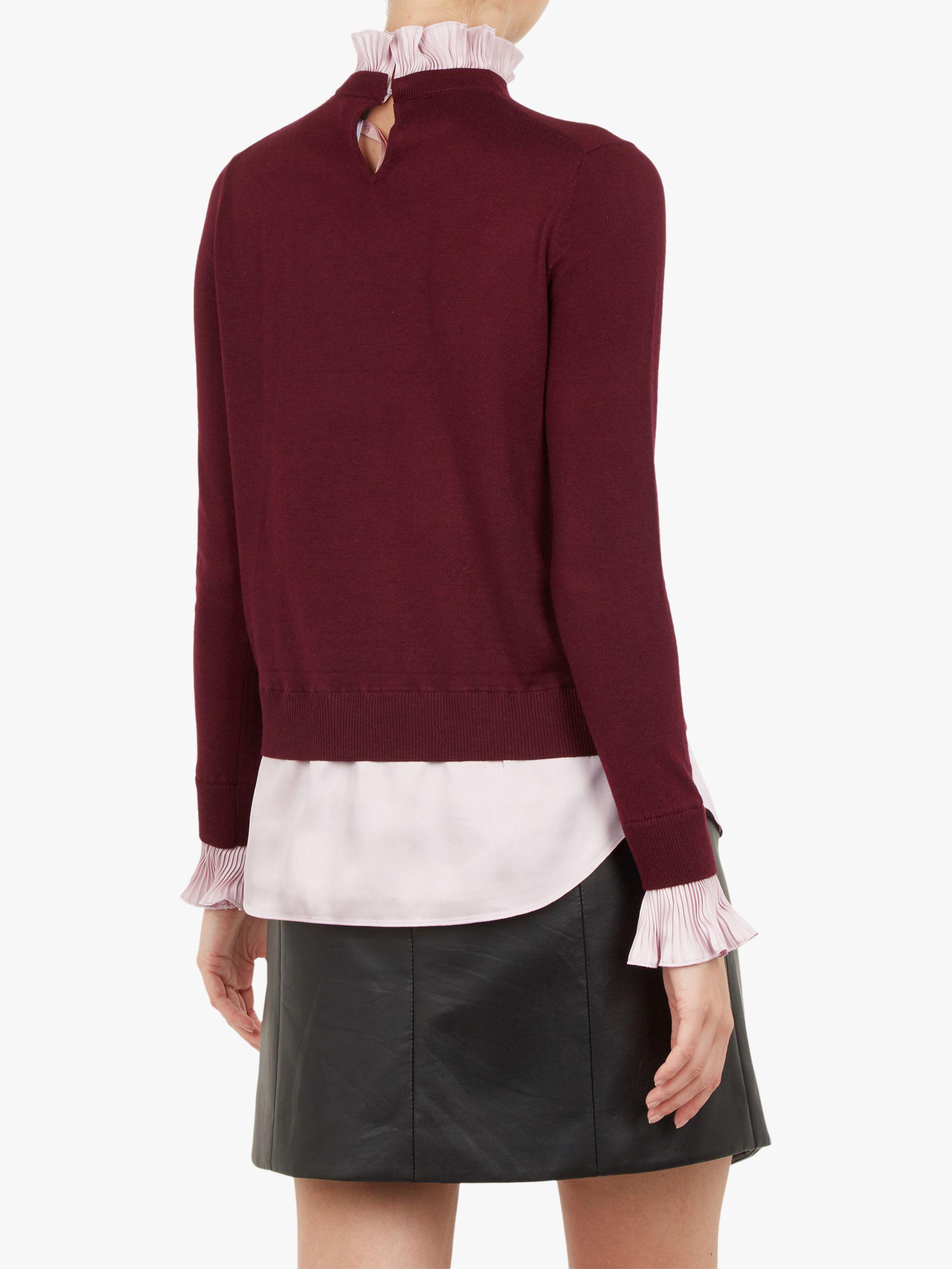 Ted Baker Cashmere Kaarina Frill Collar Jumper in Red Bordeaux (Red) - Lyst