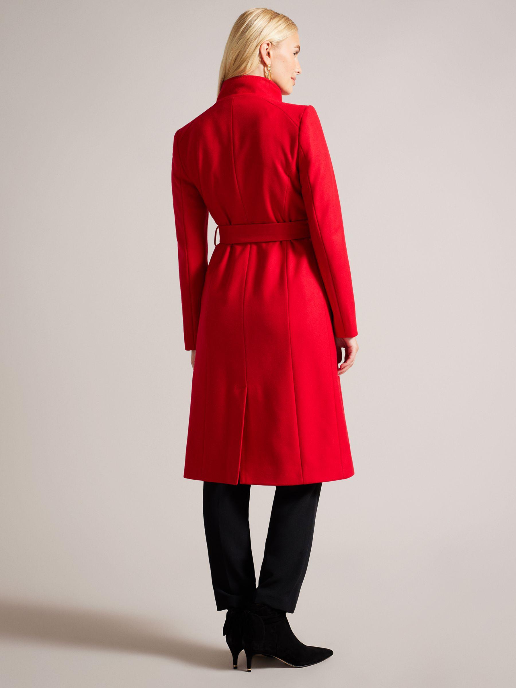 Ted Baker Rose Mid Length Wool Blend Wrap Coat in Red | Lyst UK