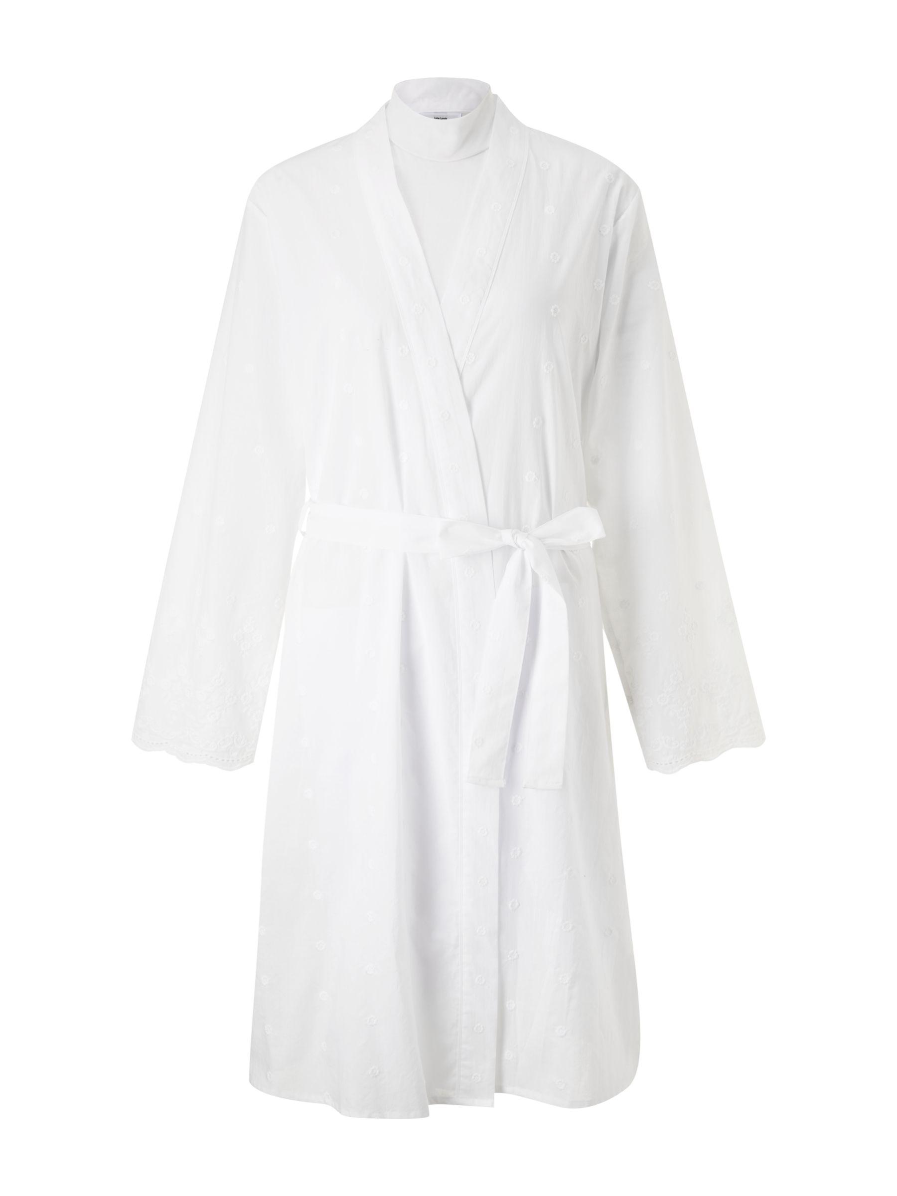 John Lewis Broderie Anglaise Cotton Dressing Gown in White Lyst