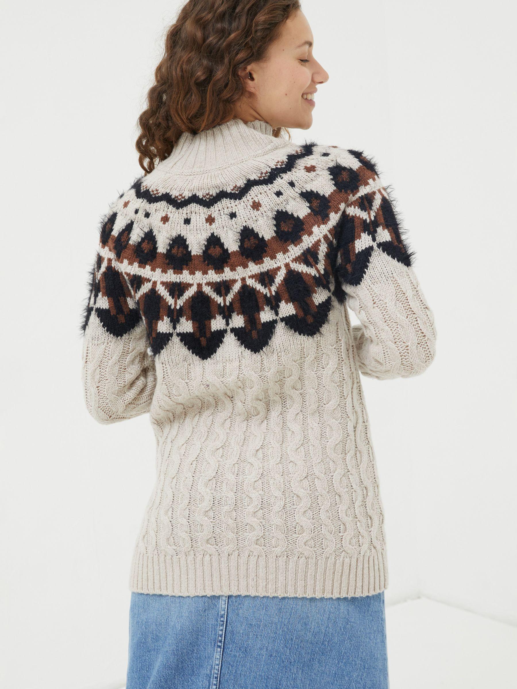 FatFace Maddie Fair Isle Yoke Wool Blend Jumper in White Lyst UK