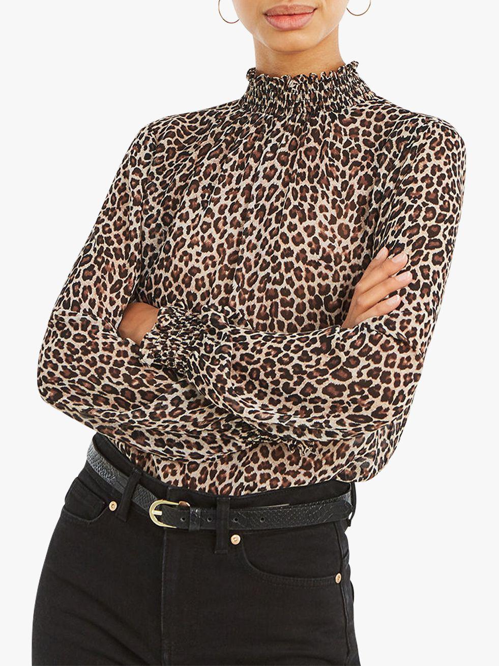 leopard print top high neck