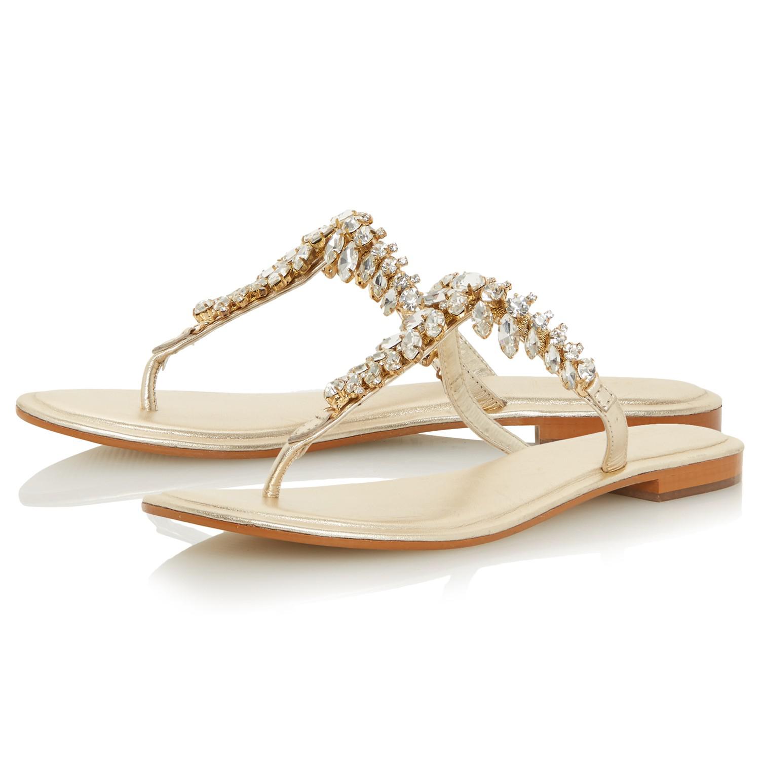 dune gold sandals flat