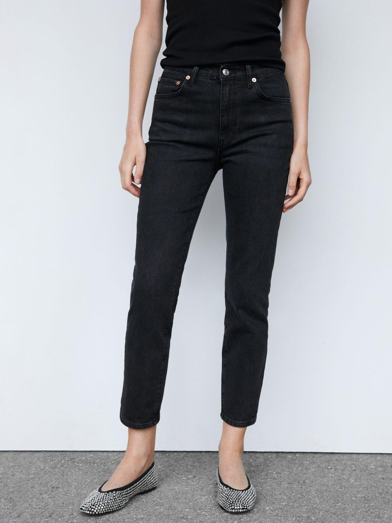 Mango Claudia Slim Leg Cropped Jeans in Black | Lyst UK