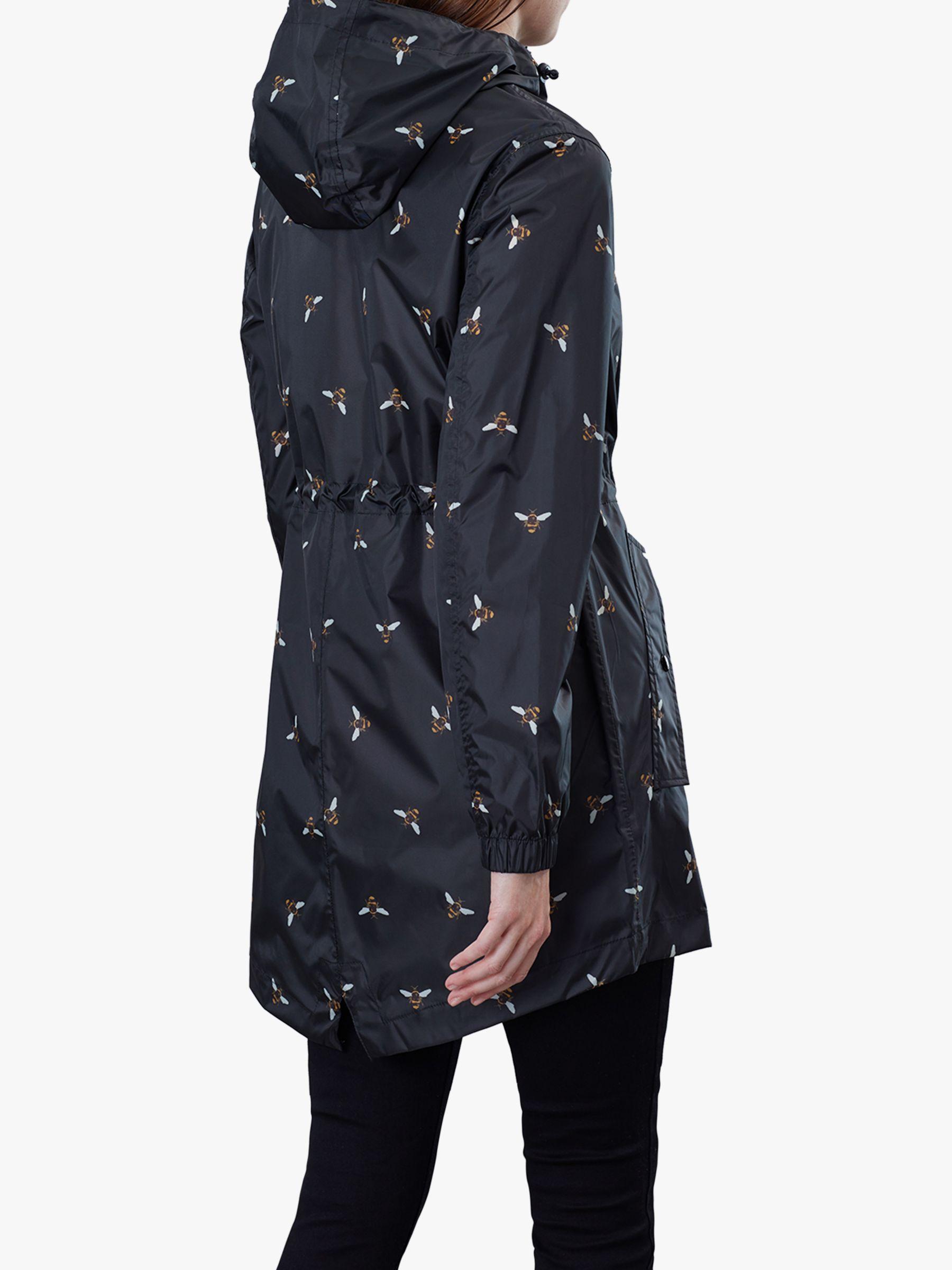 Joules Synthetic Golightly Packaway Waterproof Bee Print Parka Coat in