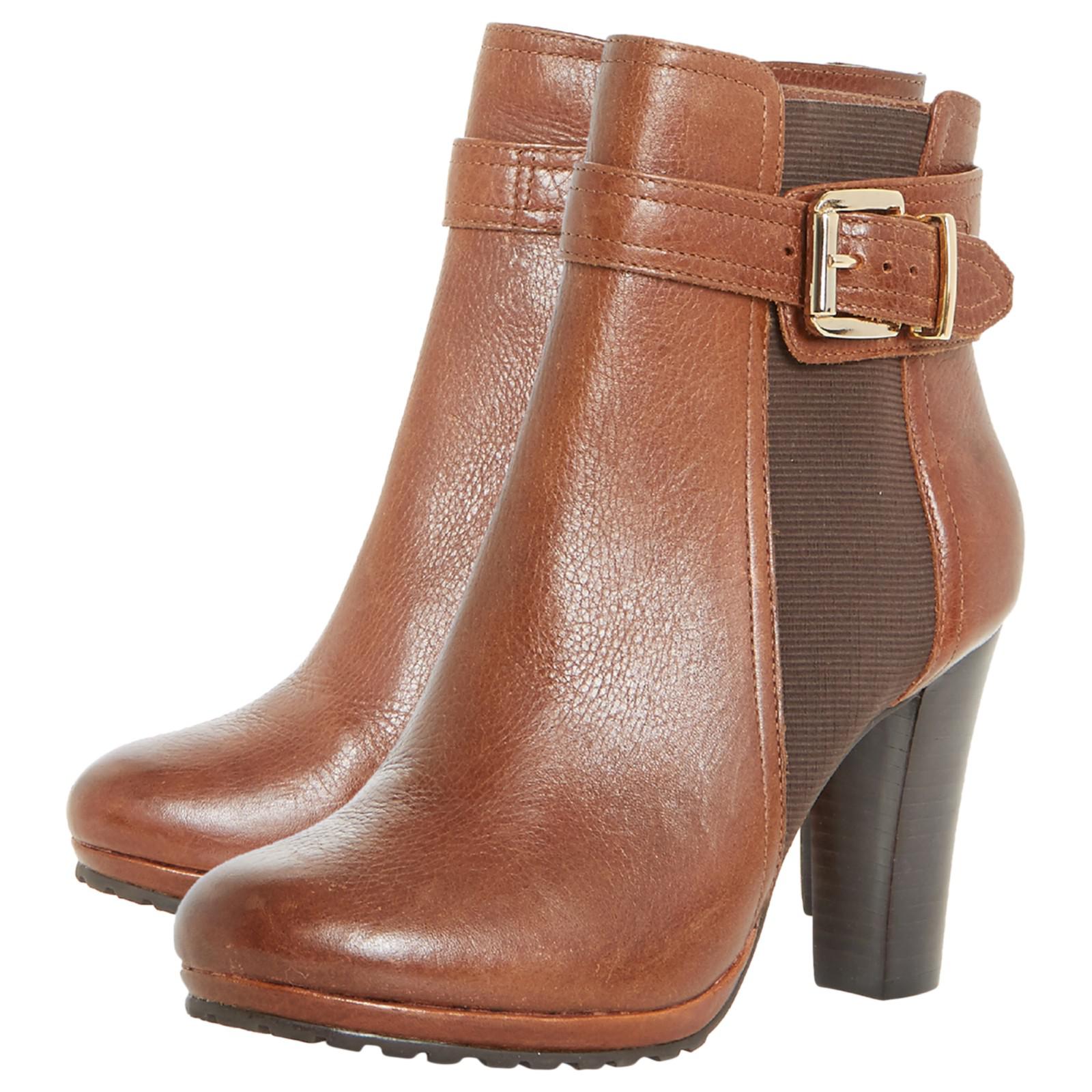 Dune Leather Orine Block Heeled Ankle Boots in Tan (Brown) - Lyst