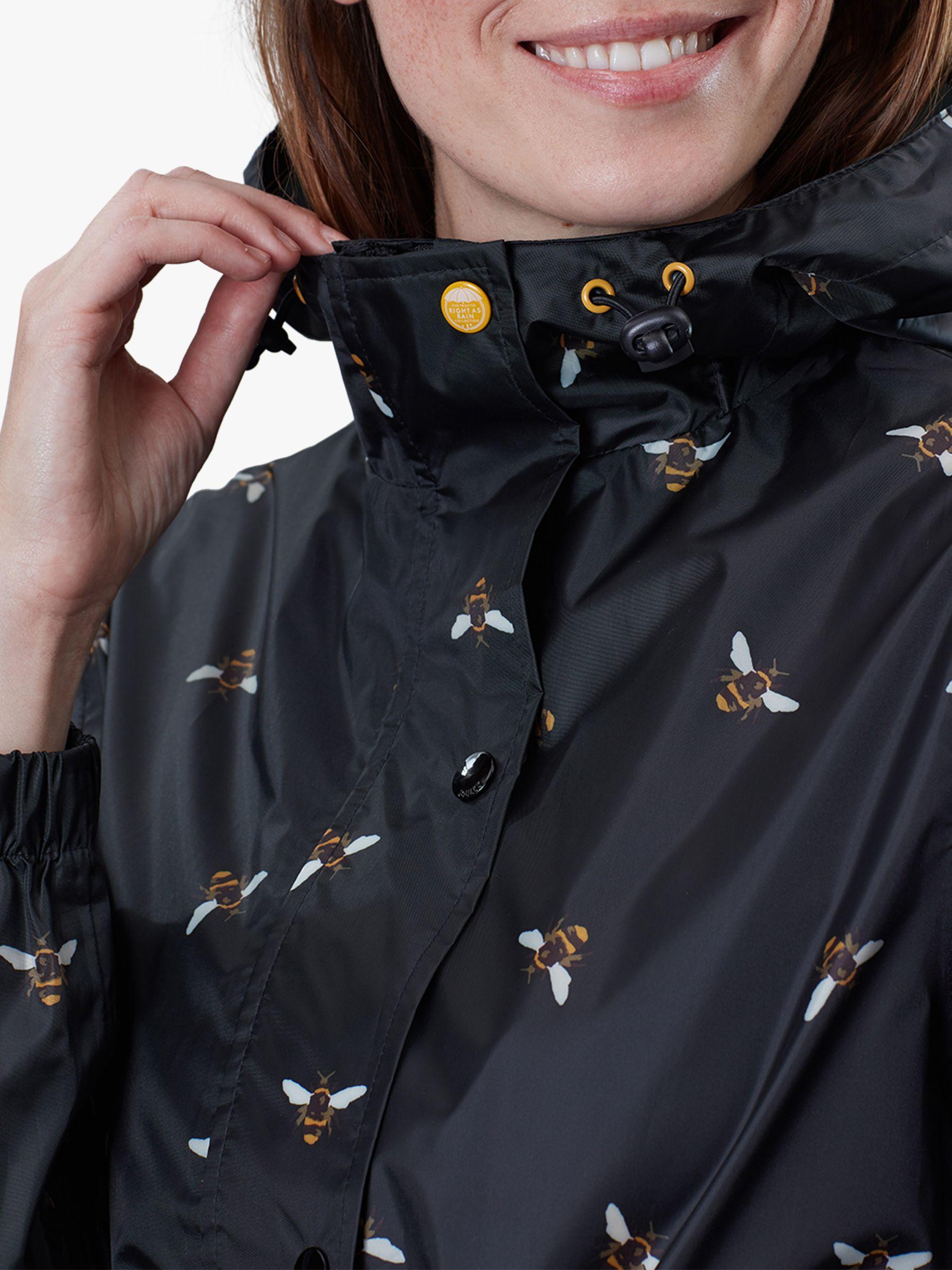 Joules Synthetic Golightly Packaway Waterproof Bee Print Parka Coat in