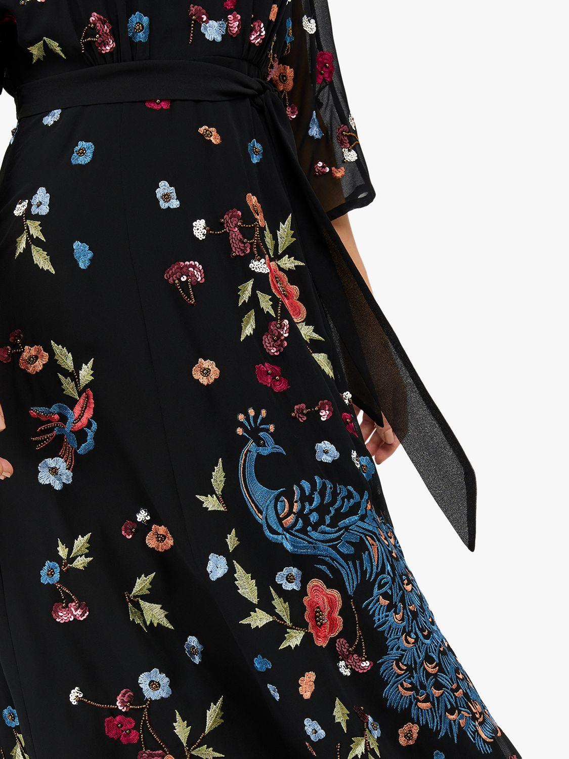 Petunia peacock embellished midi dress Clearance