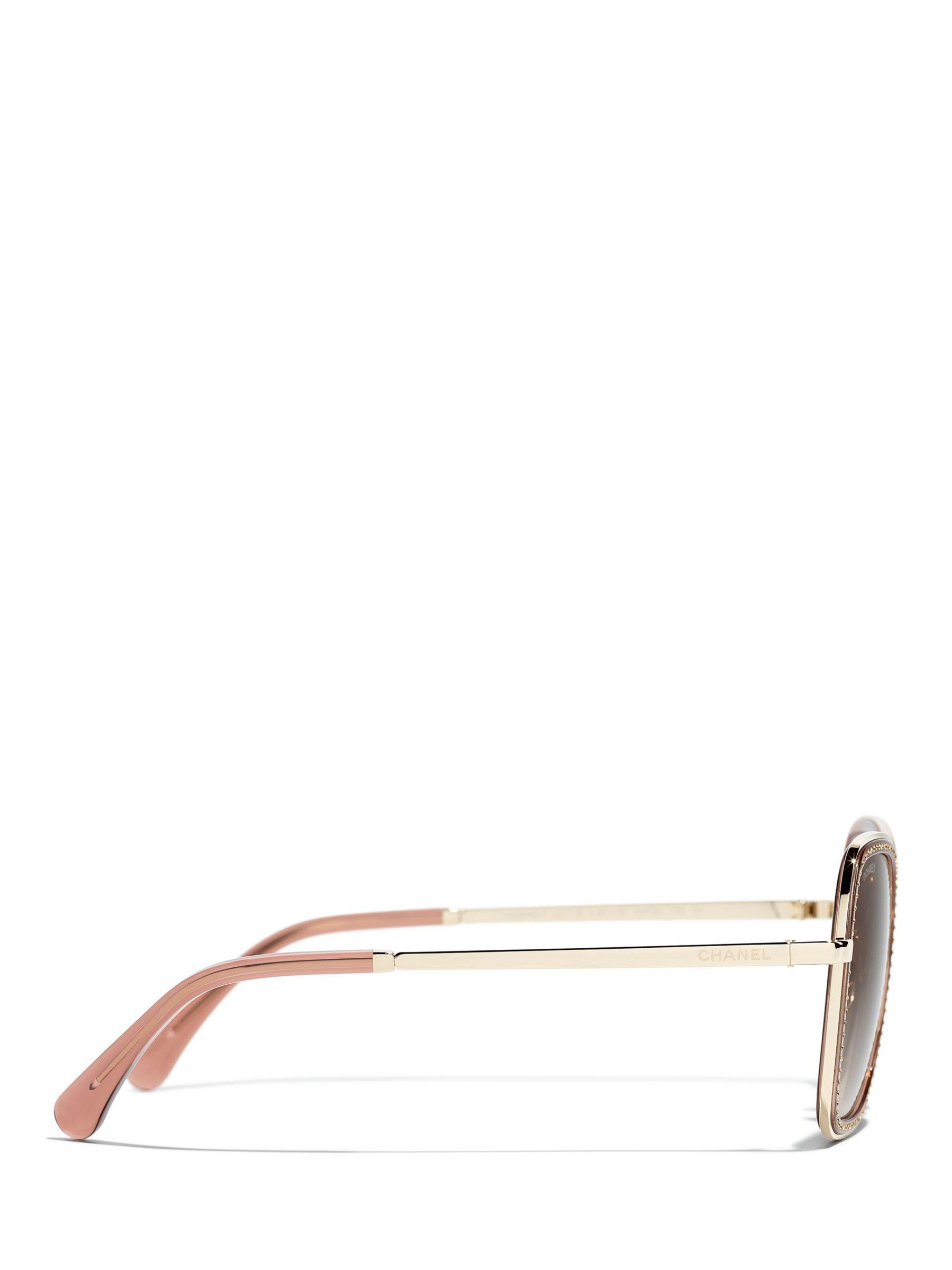 CHANEL Oval Sunglasses CH4242 Pale Gold/Brown Gradient at John Lewis &  Partners